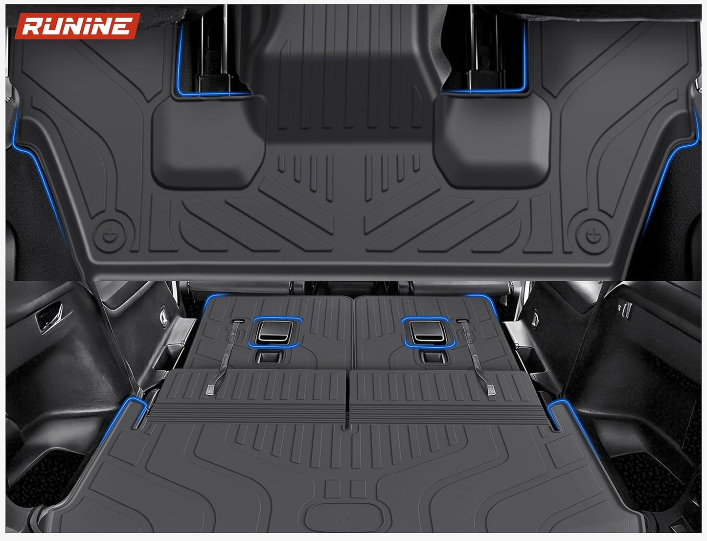 Floor Mats Cargo Liner Fit for 2021-2026 Jeep Grand Cherokee L (Only for 6-Seater w/o 2nd Row Center Armrest), All Weather Car Floor Liners Trunk Cargo Liner Car Accessories