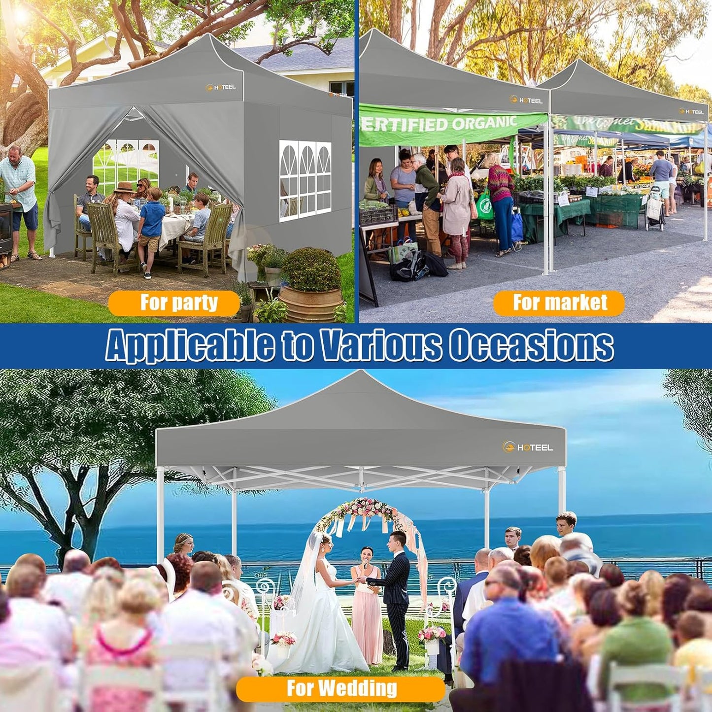 10'x10' Pop up Canopy Tent for Parties/Business, Heavy Duty