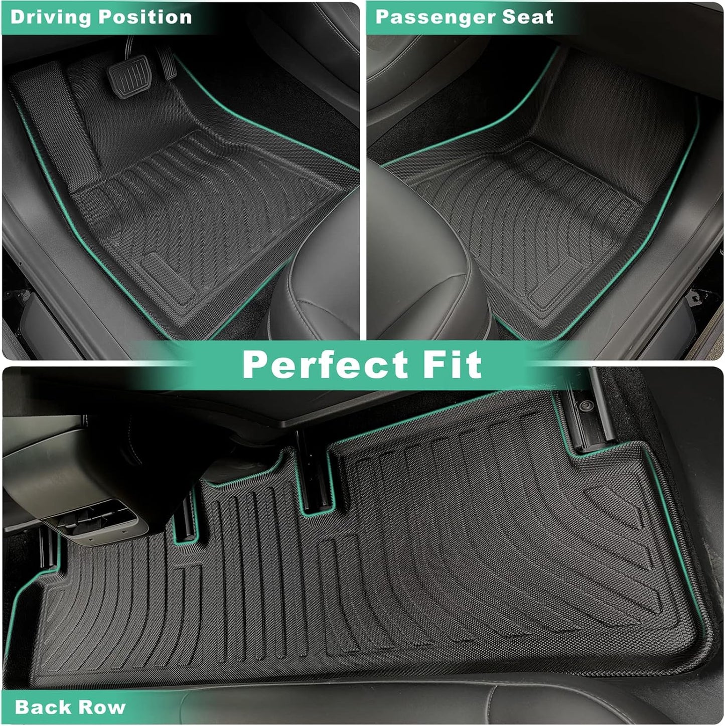 CreateRuyi for Tesla Model 3 Floor Mats 2023 2022 2021, TPE All Weather Tesla 3 Floor Mats, Premium All Weather Anti-Slip Waterproof Floor Mat Cargo