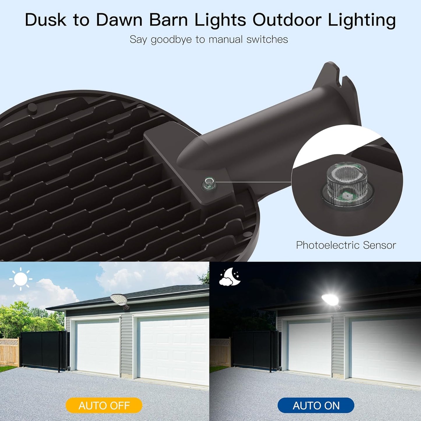 4-Pack LED Barn Light Dusk to Dawn, 150W 15000LM Outdoor Lighting Area Lights with Photocell, Outdoor Security Flood Lighting, IP65 Waterproof,