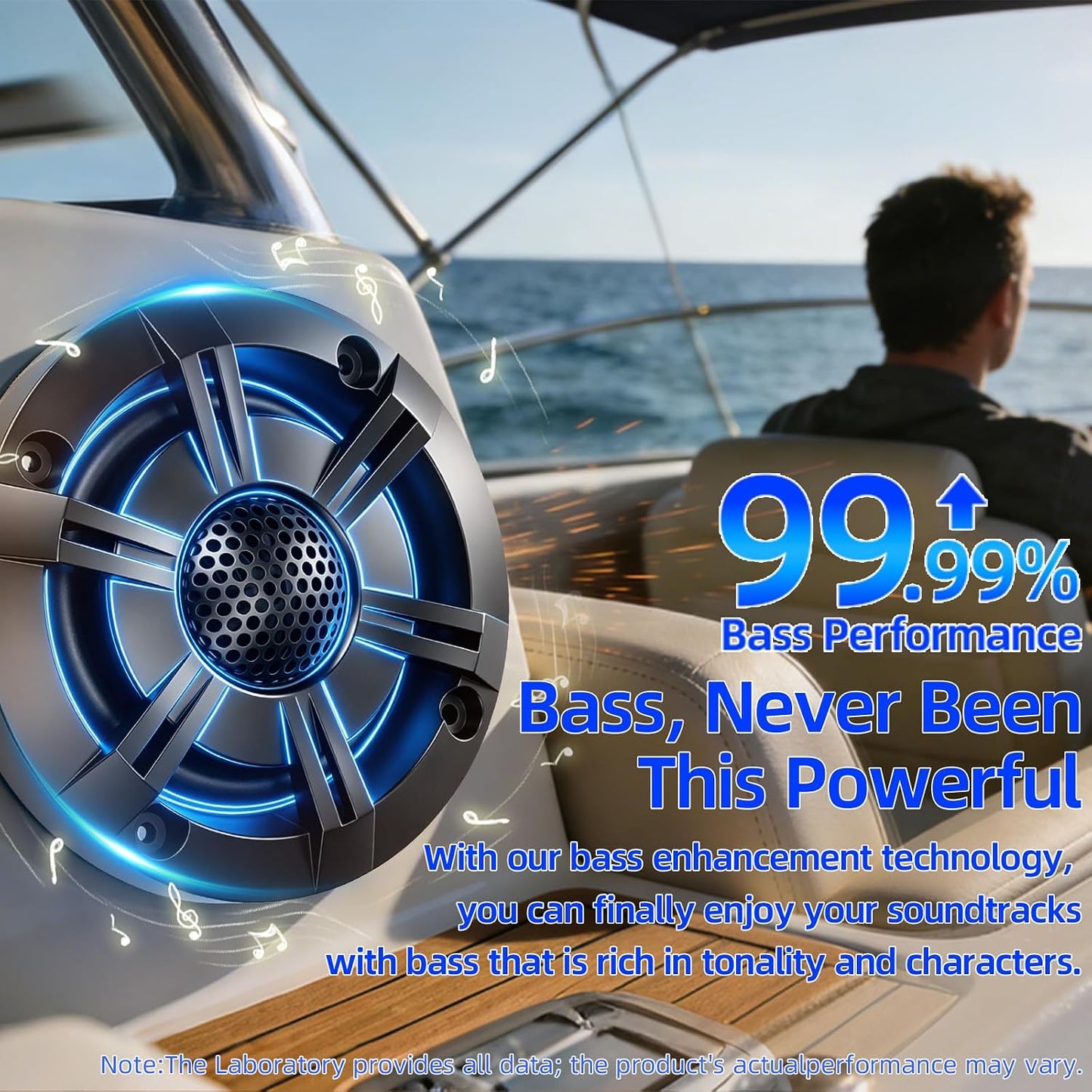 4" 600W Marine Speakers, IP-X6 Waterproof Boat Stereo Speakers with LED Lights,Coaxial Audio, Y35 Woofer, UV & Salt Spray Resistant (Pair, Black，A)
