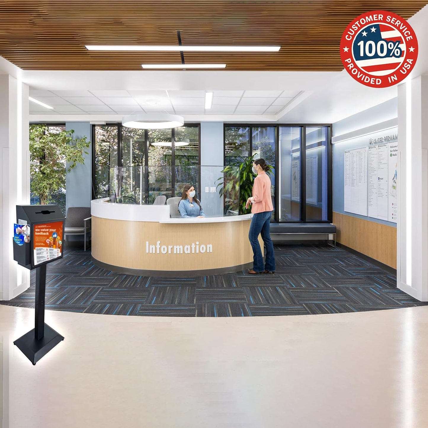 Suggestion Box with Stand, Floor Standing Metal Locking Ballot Collection Safe Box for Voting, Charity, Donation, Church, Election, Hospital Feedback, and Car Rental Key Return, Black