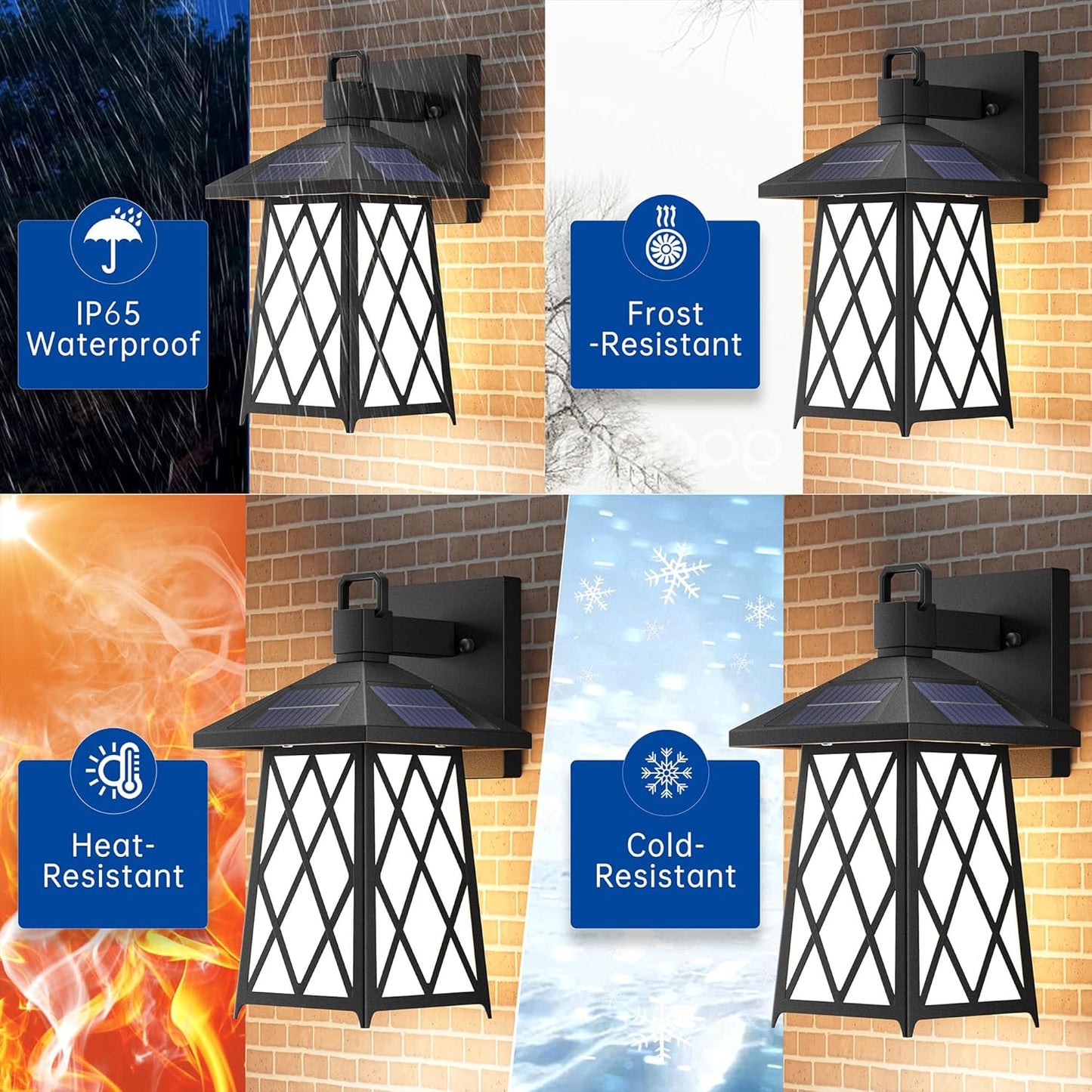 JAYNLT Solar Wall Lanterns, 3500LM Solar Sconce Lights Outdoor, 3000K-5000K 3 Colors Dimmable and RGB 9 Colors Solar Porch Lights, Exterior Front