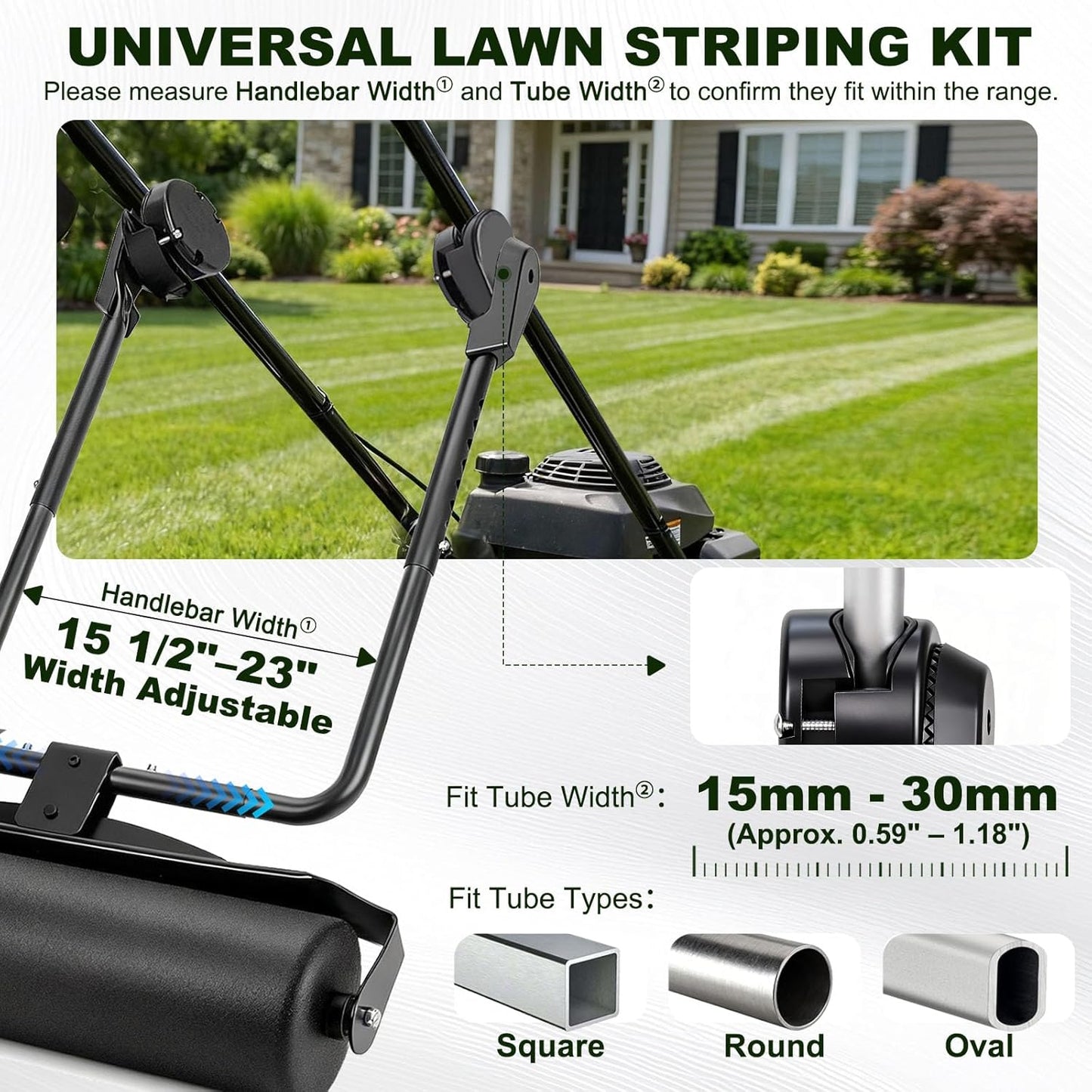 Lawn Striping Kit, Fits Most Push/Walk-Behind Mowers, Durable All-Metal Frame, Easy to Install & Remove, Flexible Turning, Creates Professional Sports-Field Stripes, 3 Year Warranty Orange