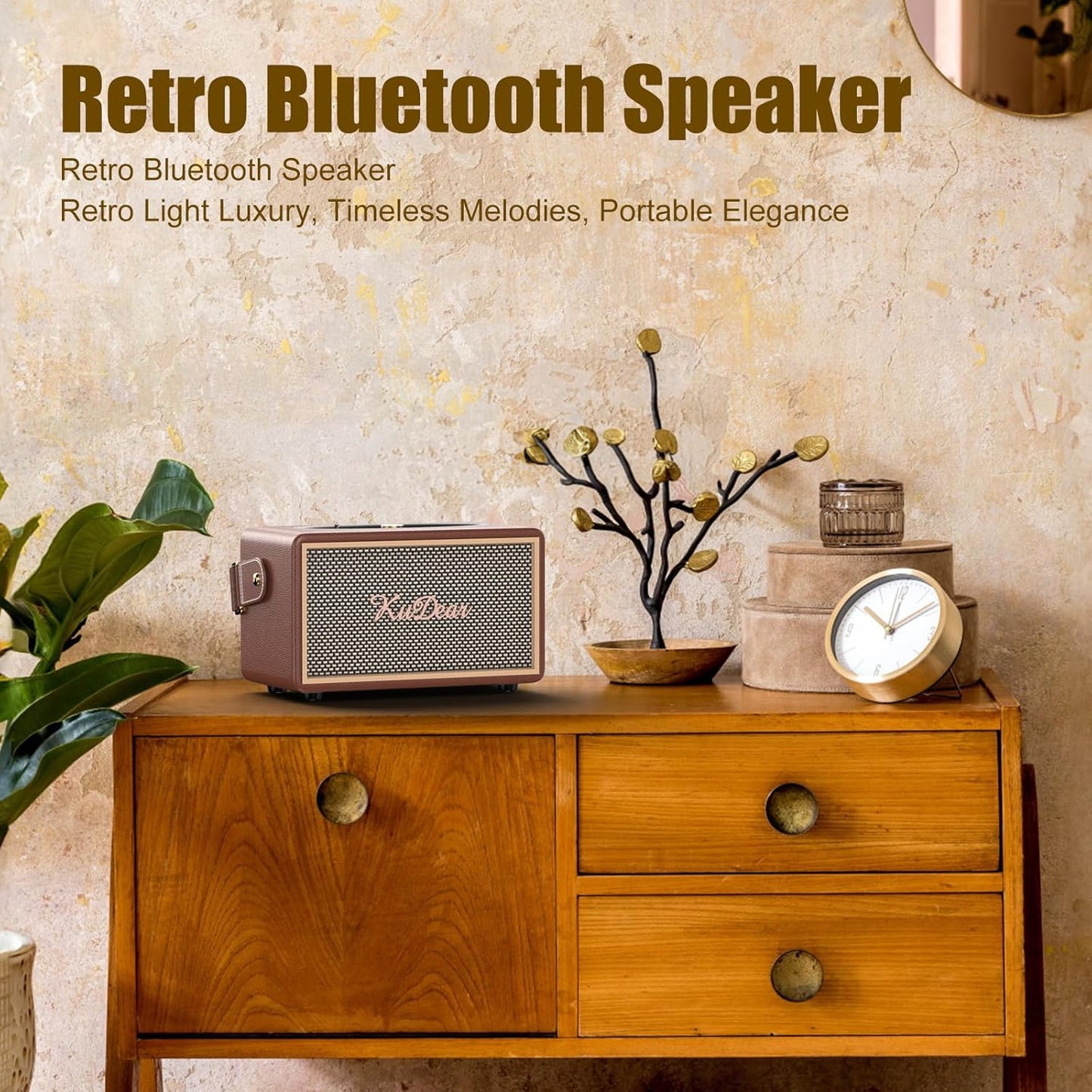 Wireless Bluetooth Speaker,Retro Wooden Bluetooth Speaker 5.2 Version - Powerful 40W Sound, 5000mAh Battery, Long-Lasting Playback