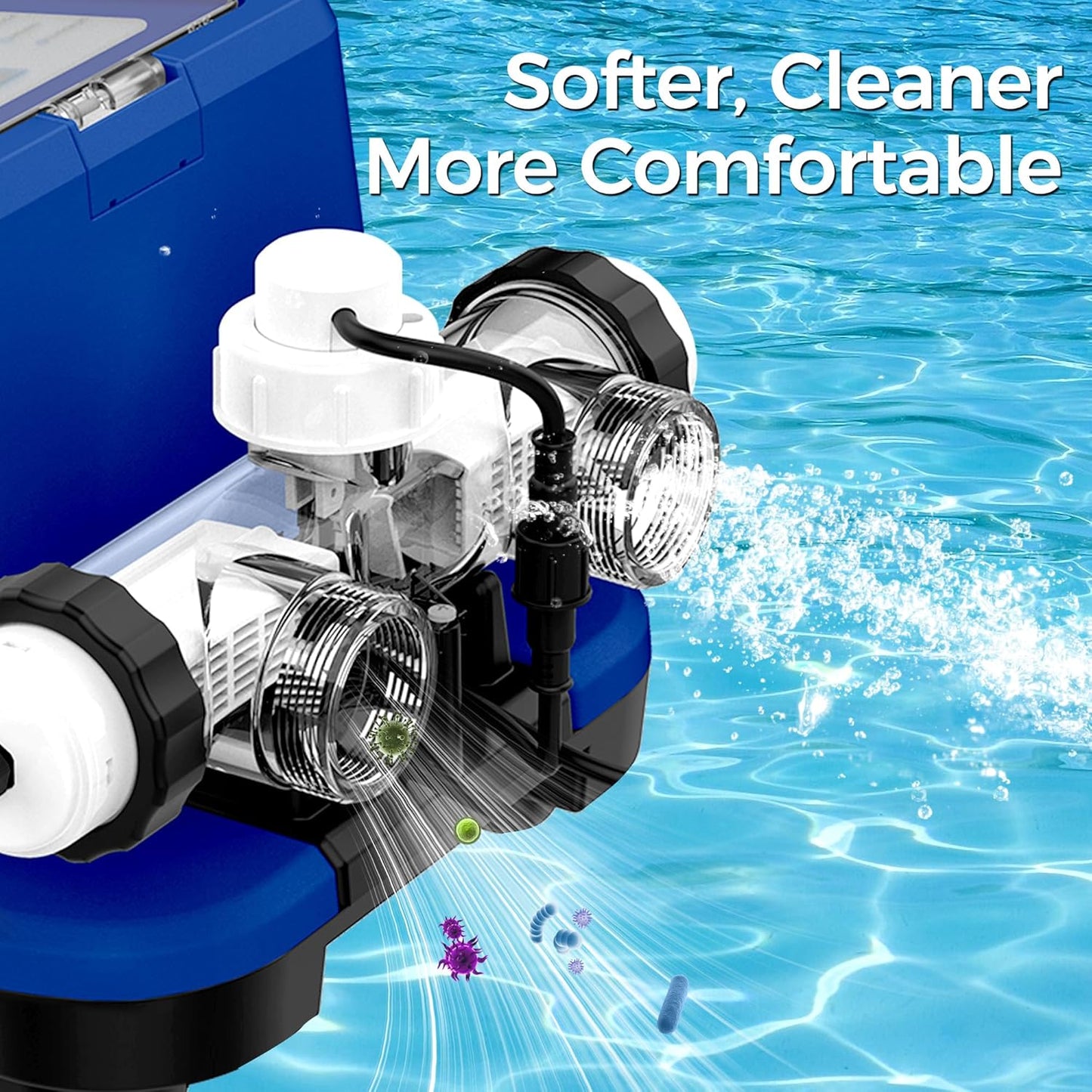 Salt Water Pool Chlorinator System —— Up to 20,000 Gallons, Smart Salt Chlorine Generator with LCD Display, GFCI Plug & Precision Calibration, Pool Salt System for Above Ground Pools with GFCI Plug