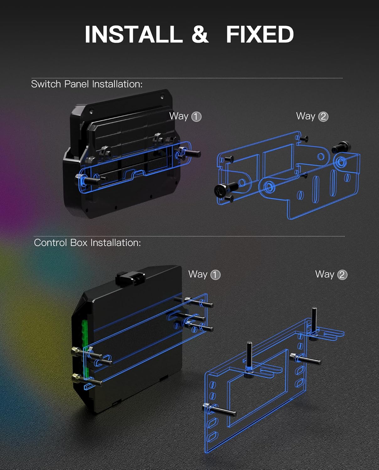 Wireless RGB 8 Gang Switch Panel, Marine Switch Panel Box, Remote Control Range Up to 600FT Multifunction Offroad Light