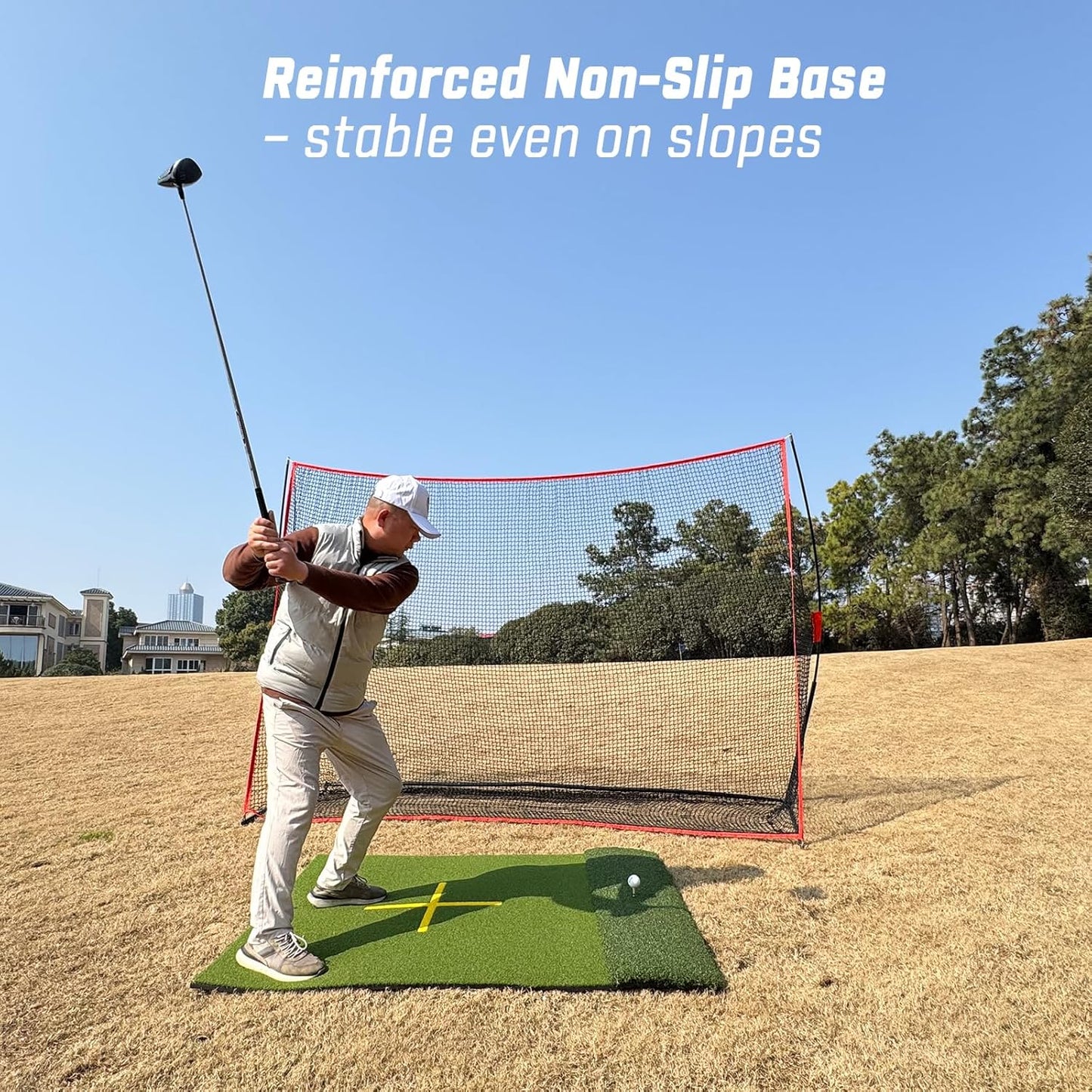 DCQ Golf Hitting Mat with Tee Turf, Extra Large Hitting Area, Practice All Clubs with Full Swing, Golf Mats Practice Outdoor & Indoor, Driving Chipping Putting, Works with Golf Simulators