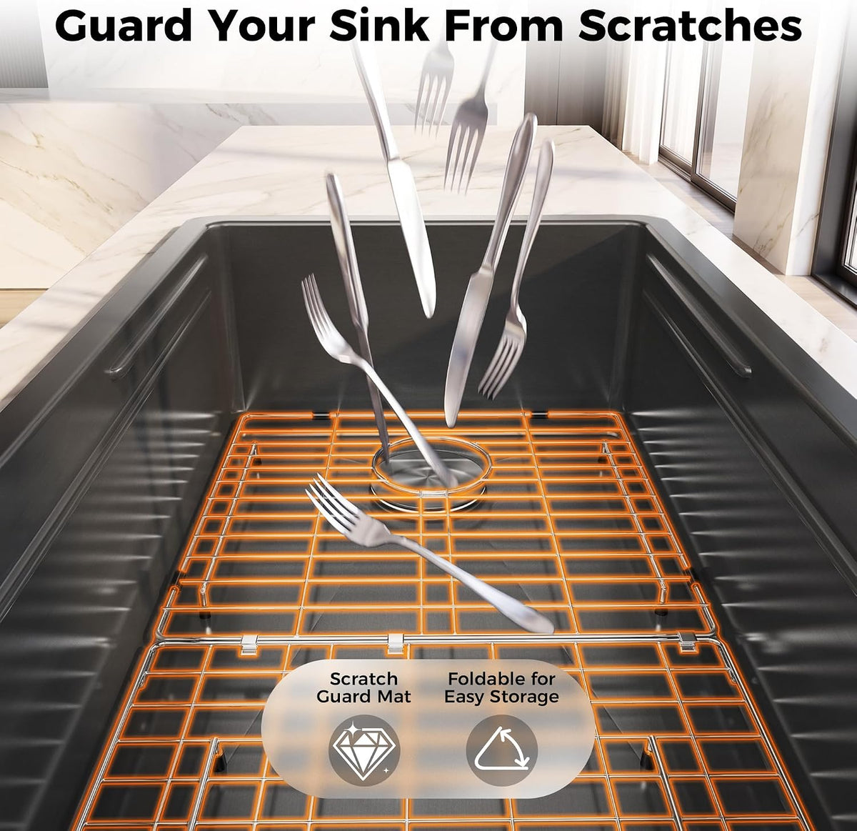 CAMMOO 32X19 Undermount Black Kitchen Sink, 304 Stainless Steel Sink ‎Gunmetal Black 32x19 Inch