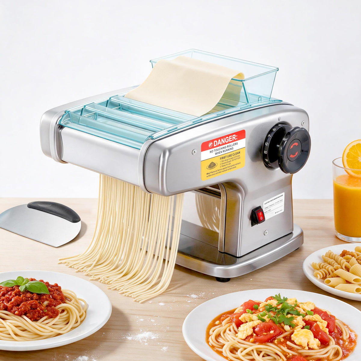 Dyna-Living Electric Pasta Maker Machine Dough Sheeter, 4 Types of Noodle