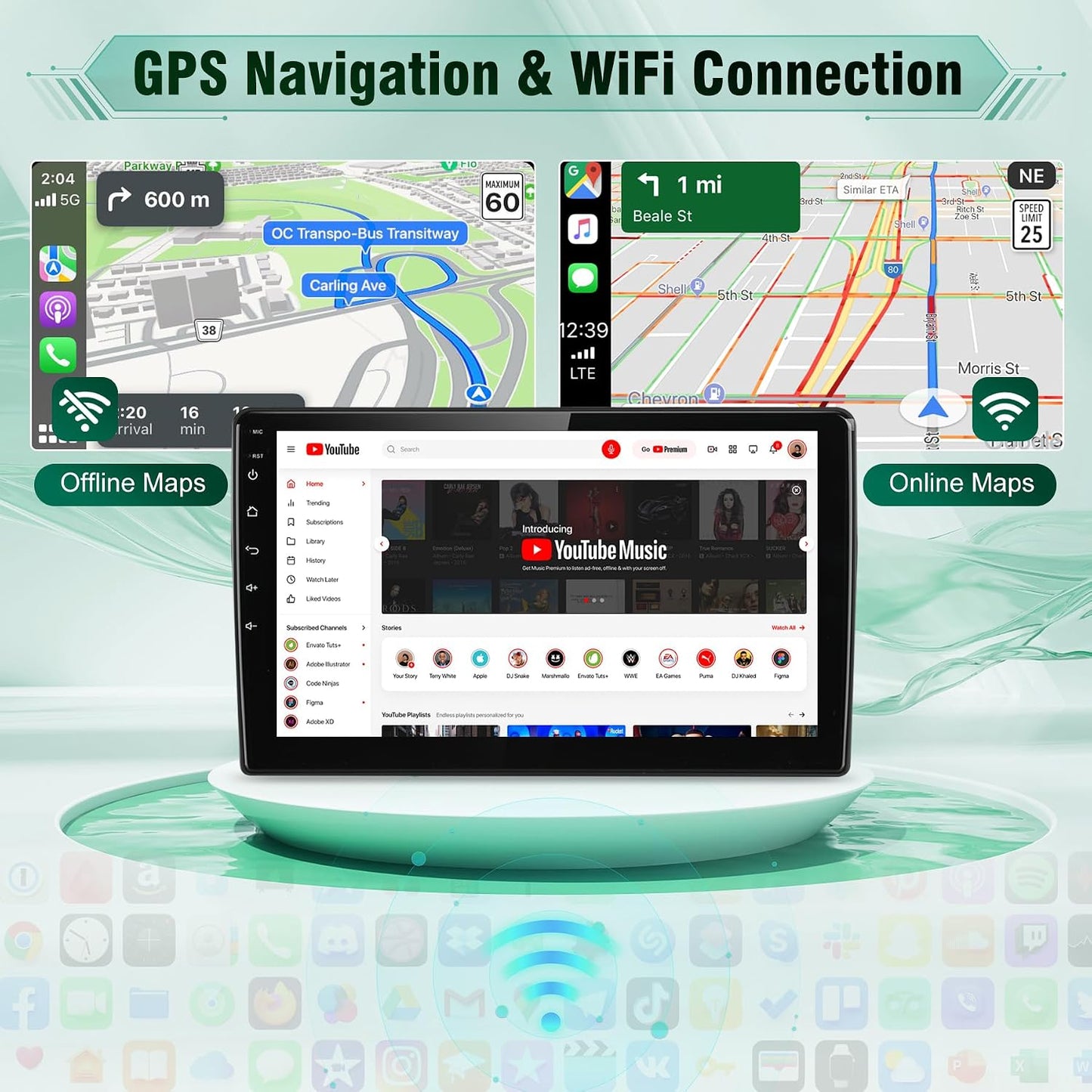 10-Inch Android 15 Radio for Honda Accord 2008–2013, Wireless CarPlay & Android Auto, IPS HD Touchscreen Stereo, Bluetooth 5.0, Wi‑Fi GPS Navigation, 2GB RAM 32GB ROM, AM/FM/RDS, SWC Headunit