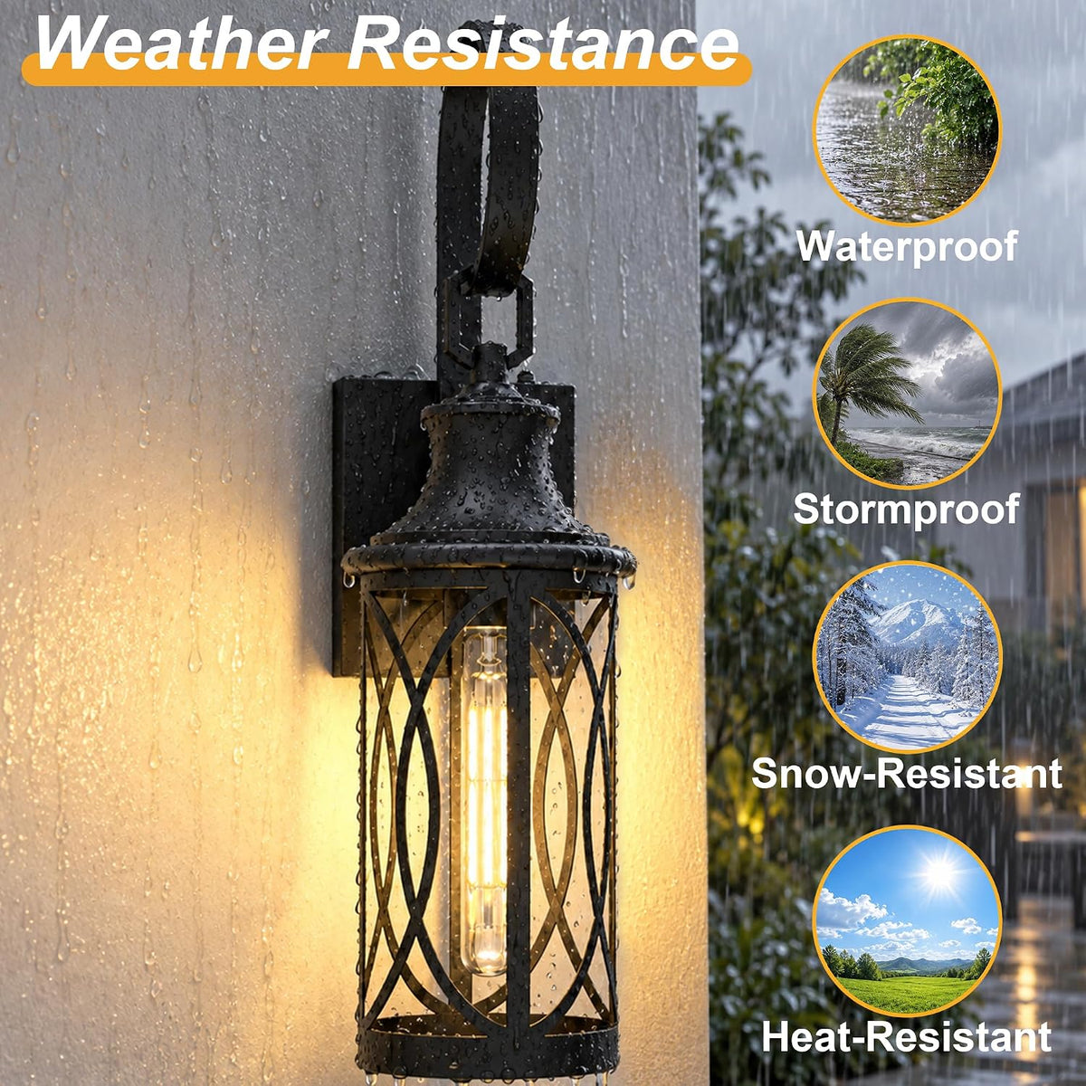 20IN Dusk to Dawn Outdoor Light, Black Wall Light Fixture 2-Pack
