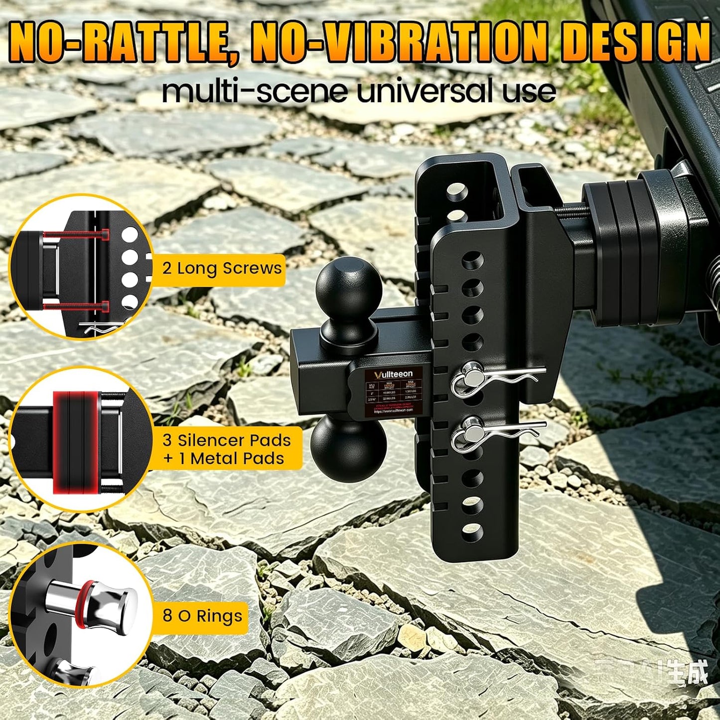 Adjustable Trailer Hitch,Upgraded 8'' Drop Hitch for 2 ''Receiver | Adjustable Tow Hitch with 2" & 2-5/16" Balls, Heavy Duty Truck Hitches for RV, Boat,Cargo,Slot-Fit Design, 22000 LBS GTW
