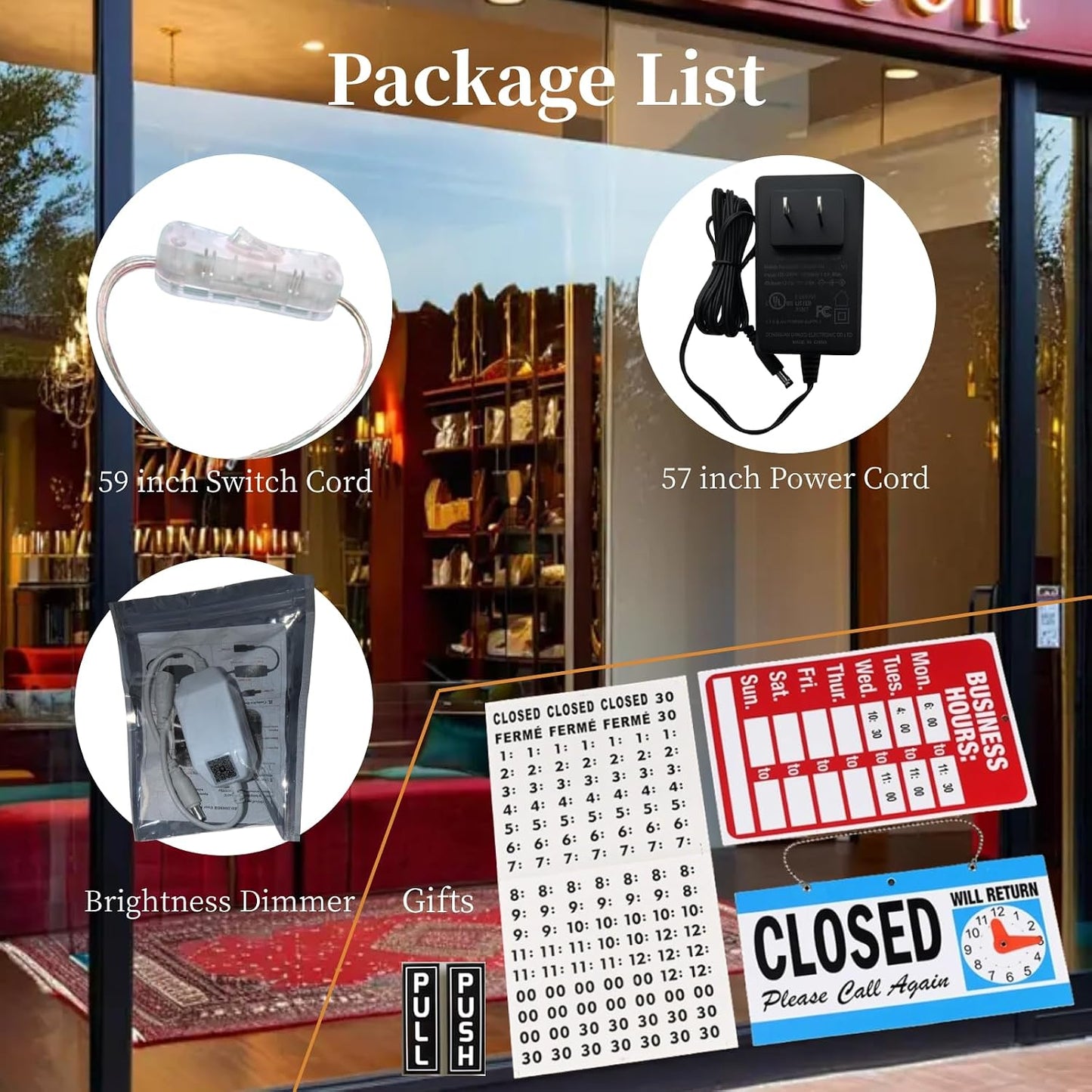 LED Open Signs for Business, 30"x10" Large Dimmable Open Sign