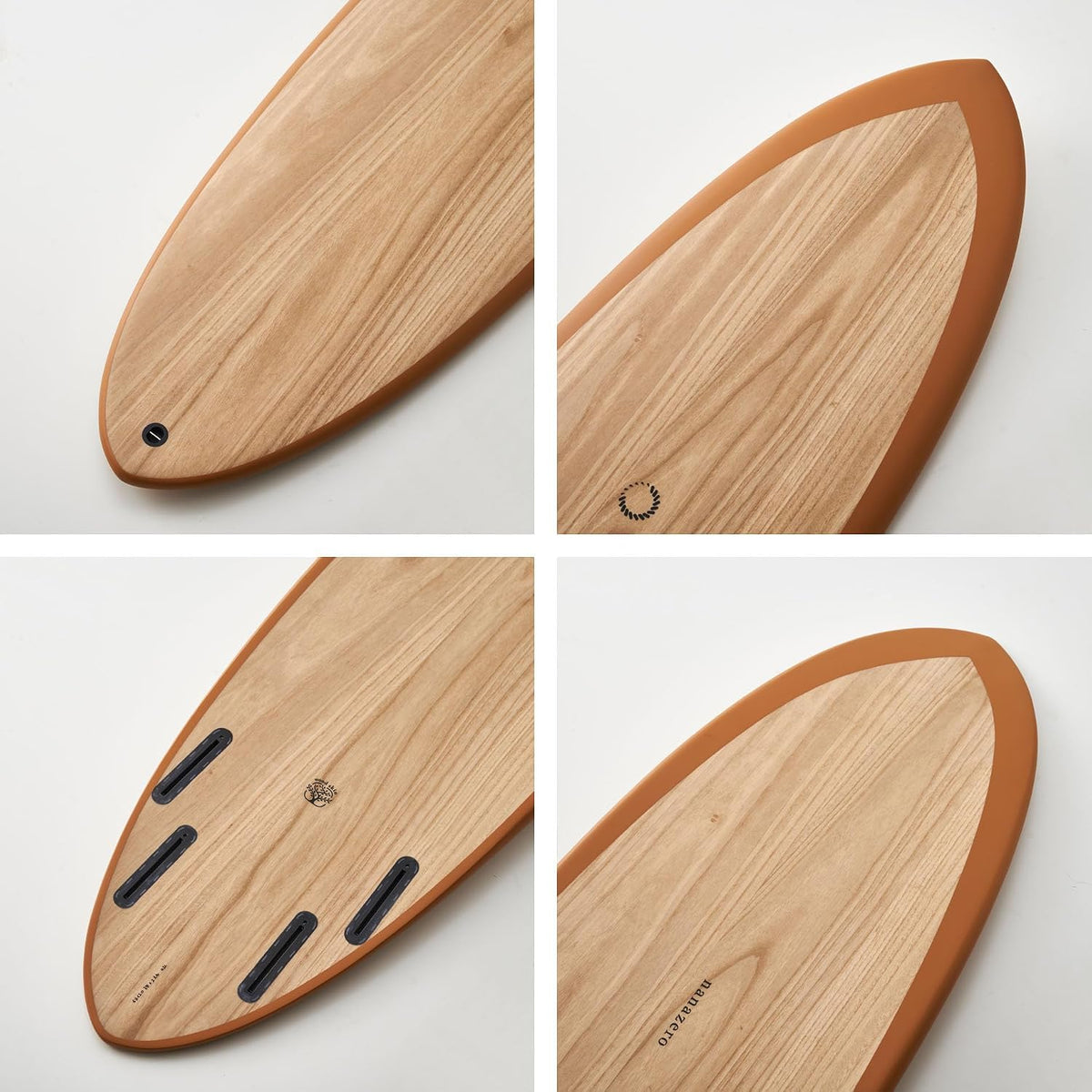 Wood Skin Surfboard Mid Length MID04 Quad 6'6" Wine Red, (No Fins) Durable and Light-Weight Structure