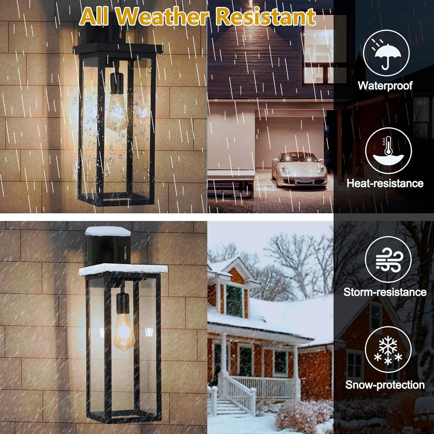 22IN Large Modern Exterior Lighting Fixtures with Clear Glass Shade, E26 Base Waterproof