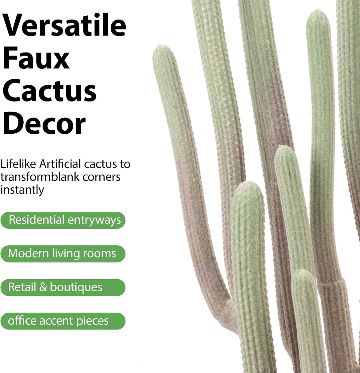 Artificial Cactus 34" Fake Cacti Faux Saguaro Plants for Indoor Outdoor Home Office Garden Decor 34inches