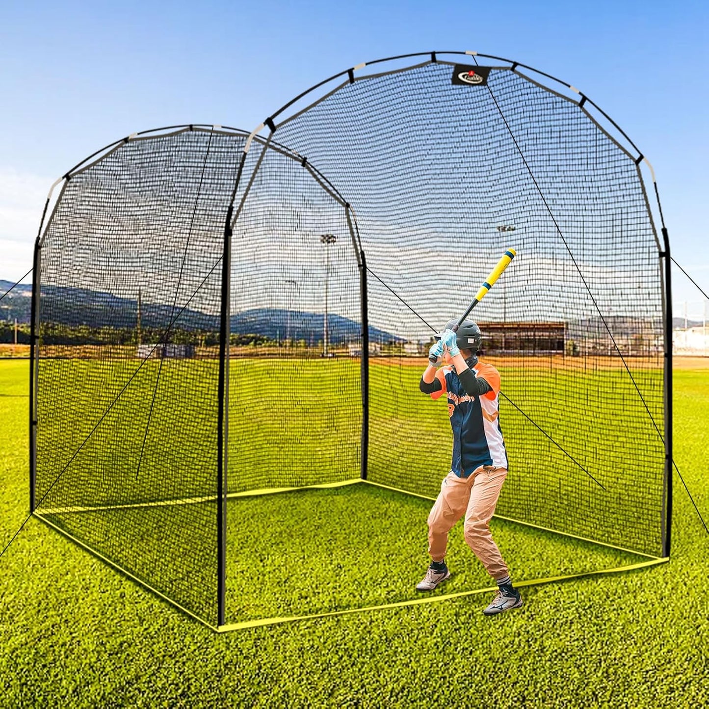 Portable Outdoor Softball Baseball Batting Hitting Cages with Frame and Net for Home Backyard Accessories Heavy Duty Portable Batting Cage for Garage