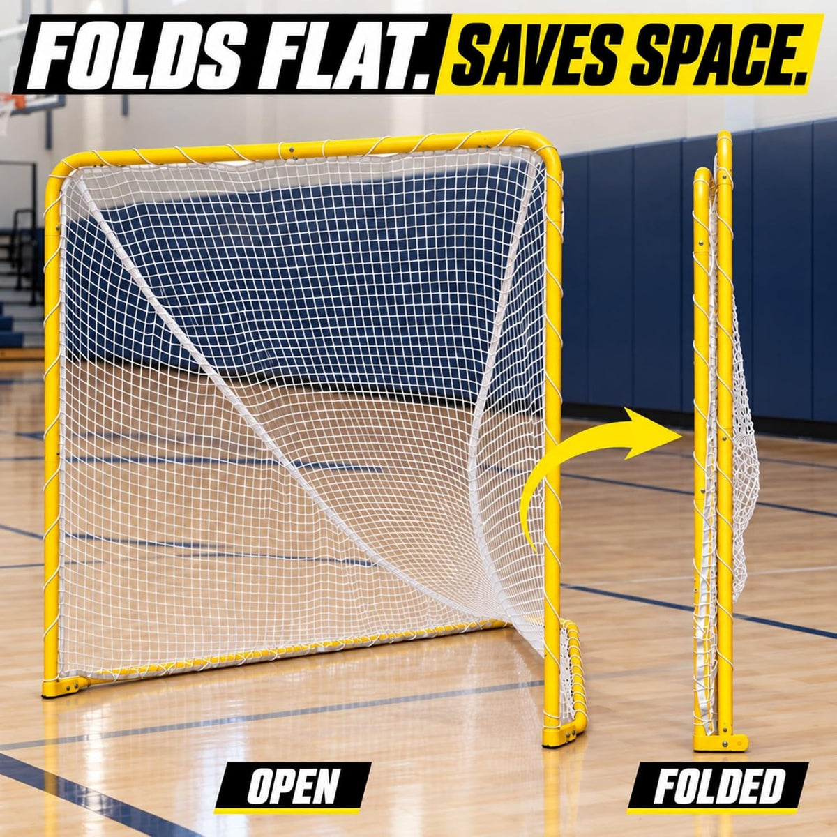 Lacrosse Goal with Target Sheet, 6x6x7 FT, Folding Steel Frame