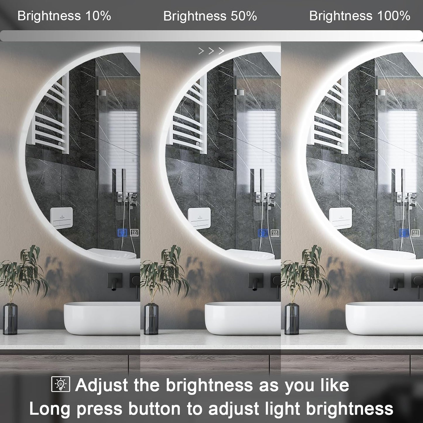 Led Mirror for Bathroom 28 Inch, Fog Edge Anti-Fog Backlit Vanity Bathroom Mirror with Lights, Smart Touch, Dimma