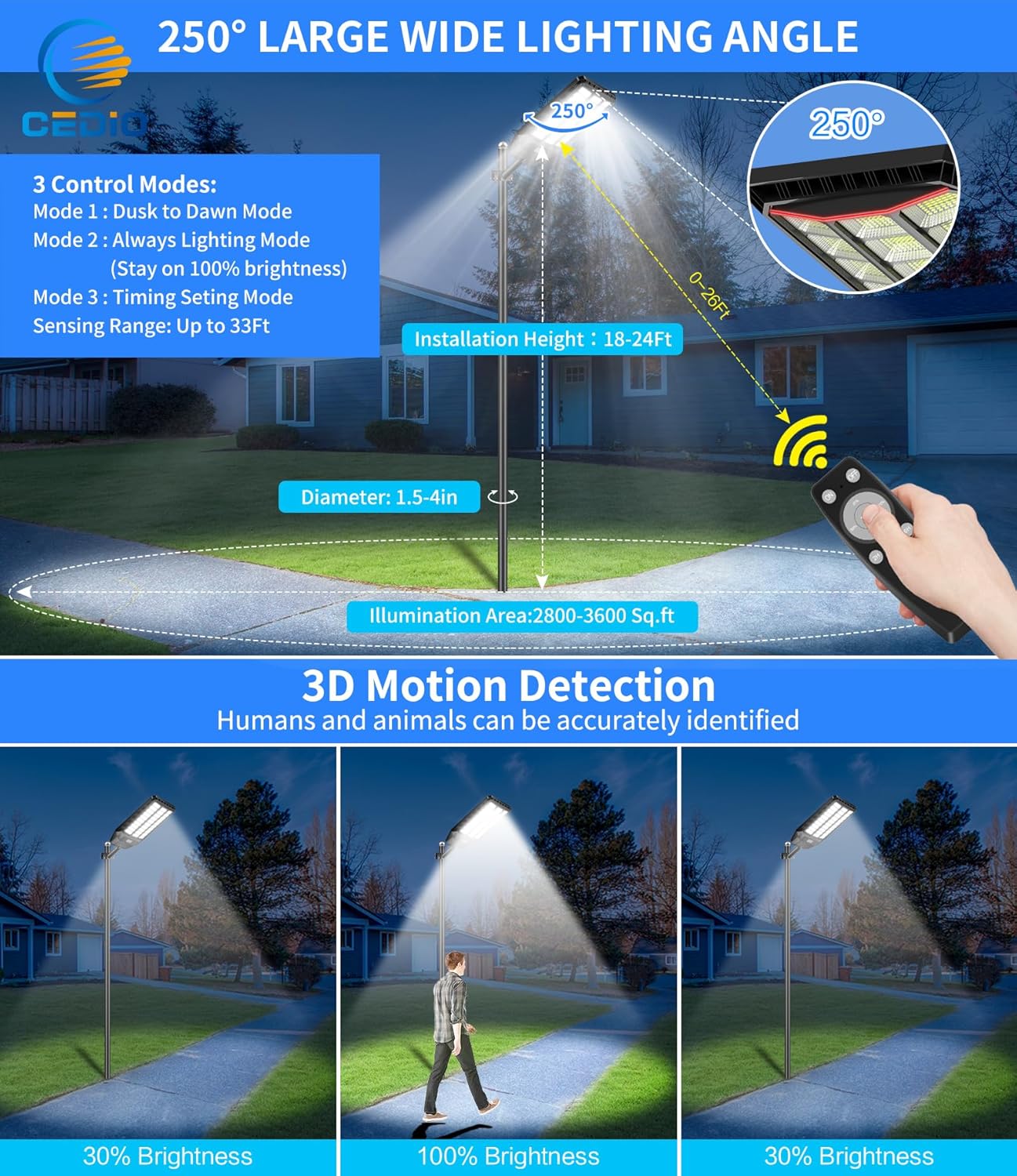 6000W Solar Street Lights Outdoor Waterproof, Solar Parking Lot Lights 420000 Lumens LED Commercial Grade Solar Lights, Dusk to Dawn Solar Flood