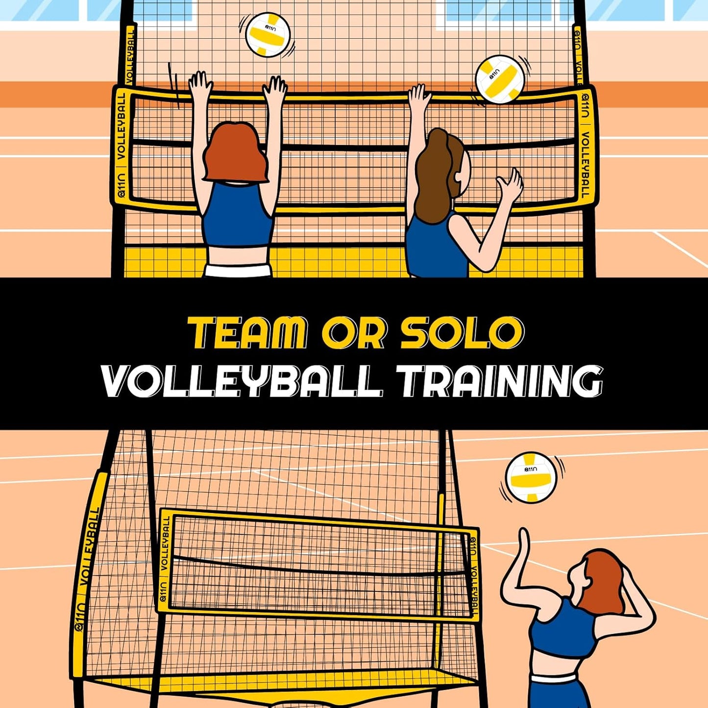 Volleyball Practice Net Station with 3 Adjustable Heights - 6'5',  7'2', 8' - Indoor and Outdoor Volleyball Training Equipment for Serving, Hitting