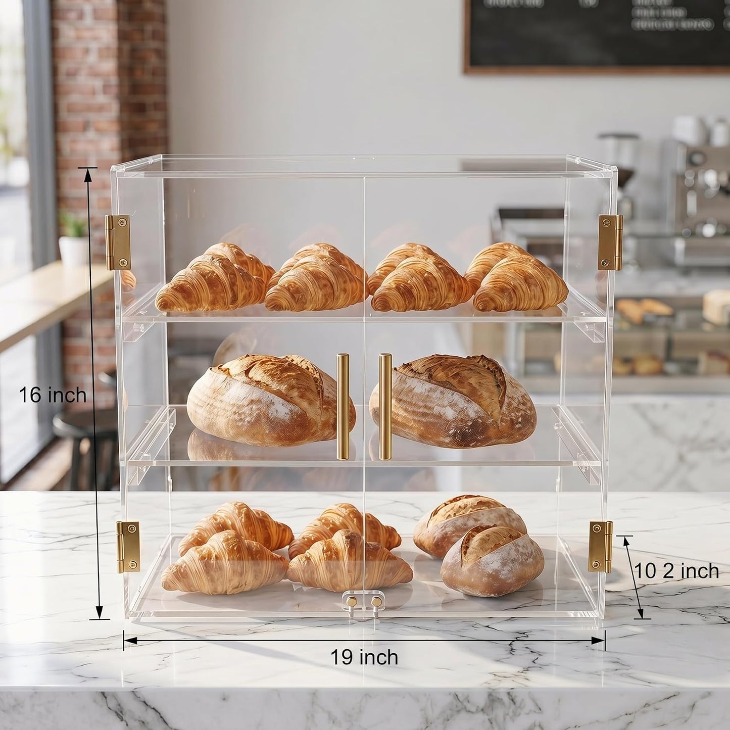 3-Tier Acrylic Bakery Display Case with Removable Trays, Clear Pastry Cabinet Countertop Bread Storage Box for Kitchen Bakery Shop – Ideal for Bread, Bagels, Donuts, Desserts