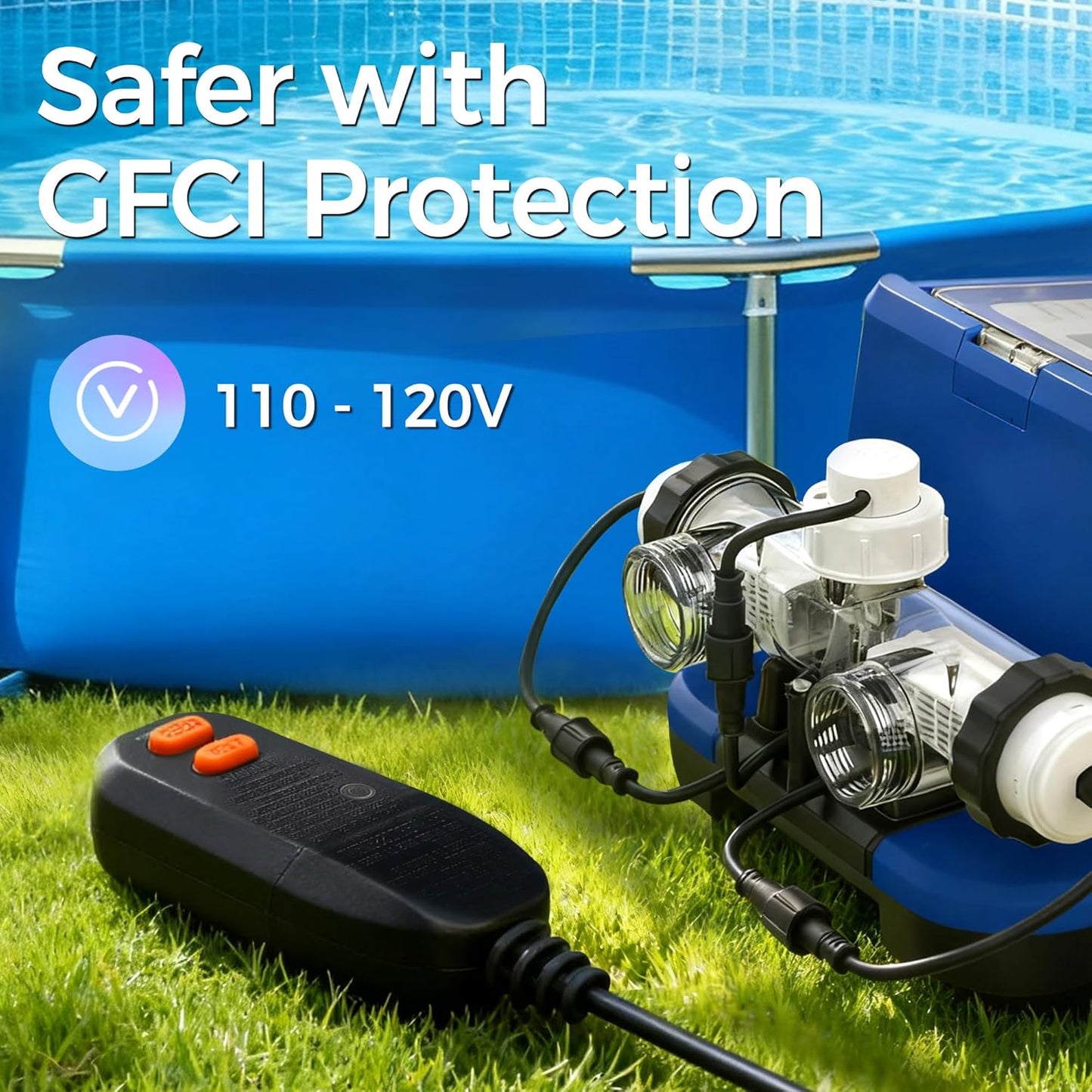 Salt Water Pool Chlorinator System —— Up to 20,000 Gallons, Smart Salt Chlorine Generator with LCD Display, GFCI Plug & Precision Calibration, Pool Salt System for Above Ground Pools with GFCI Plug