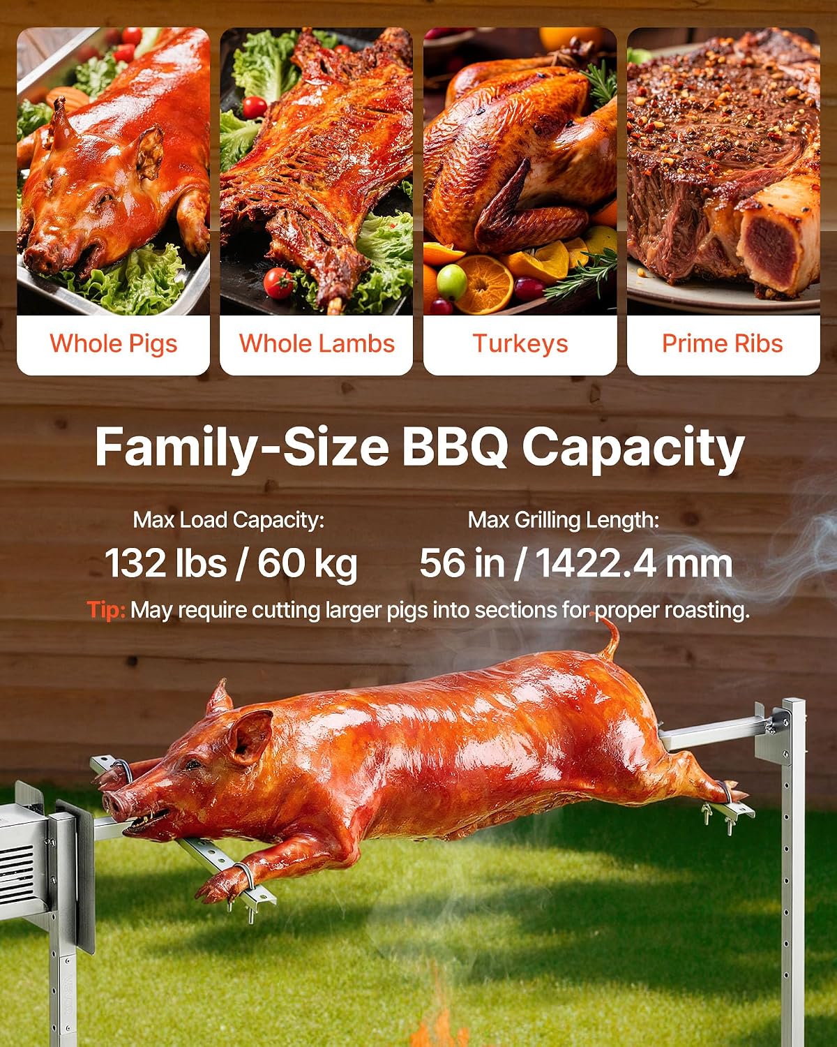 VEVOR Rotisserie Grill, 56" N Electric Rotisserie Grill Kit