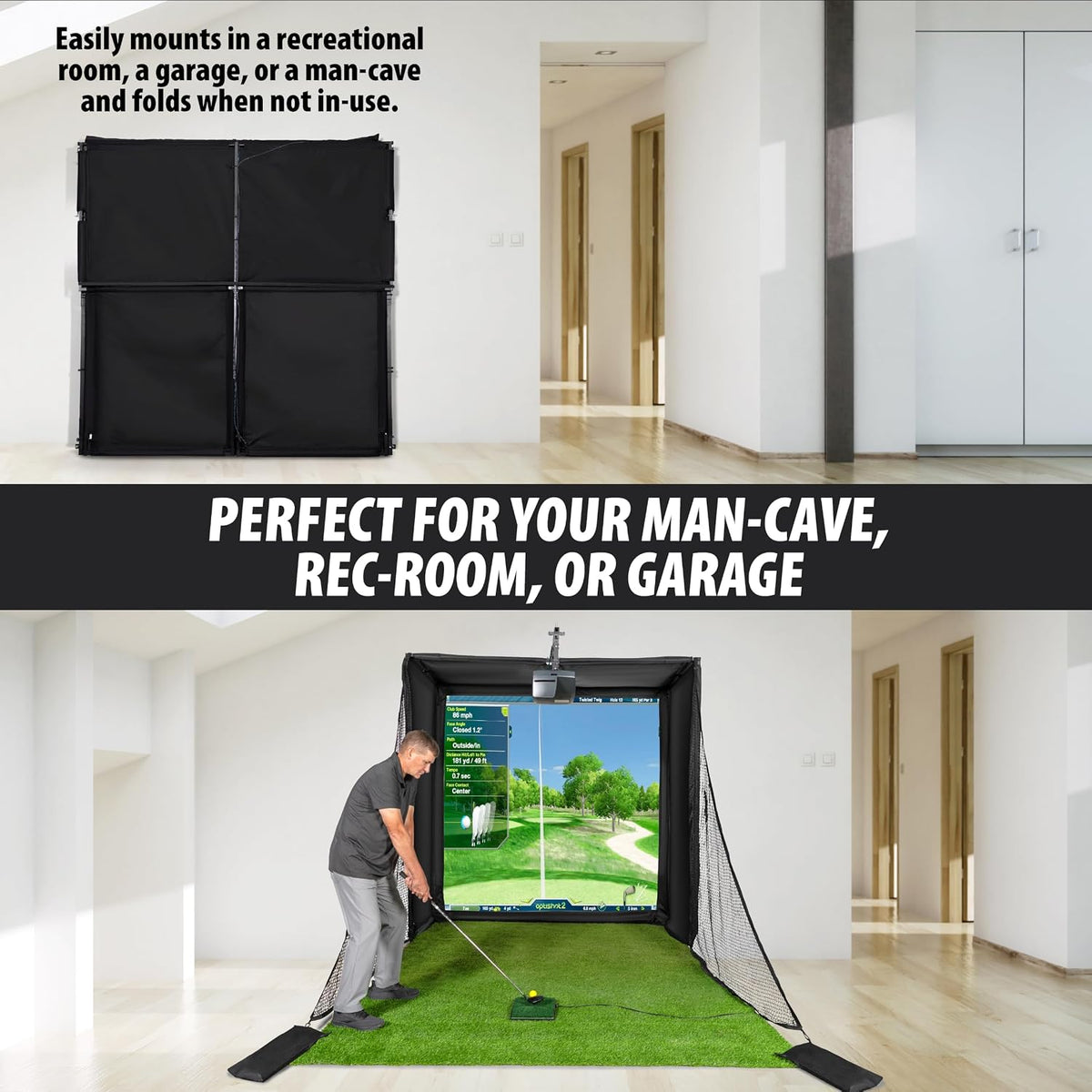 Fold Up Golf Simulator Enclosure 11' x 8'4 x 5'
