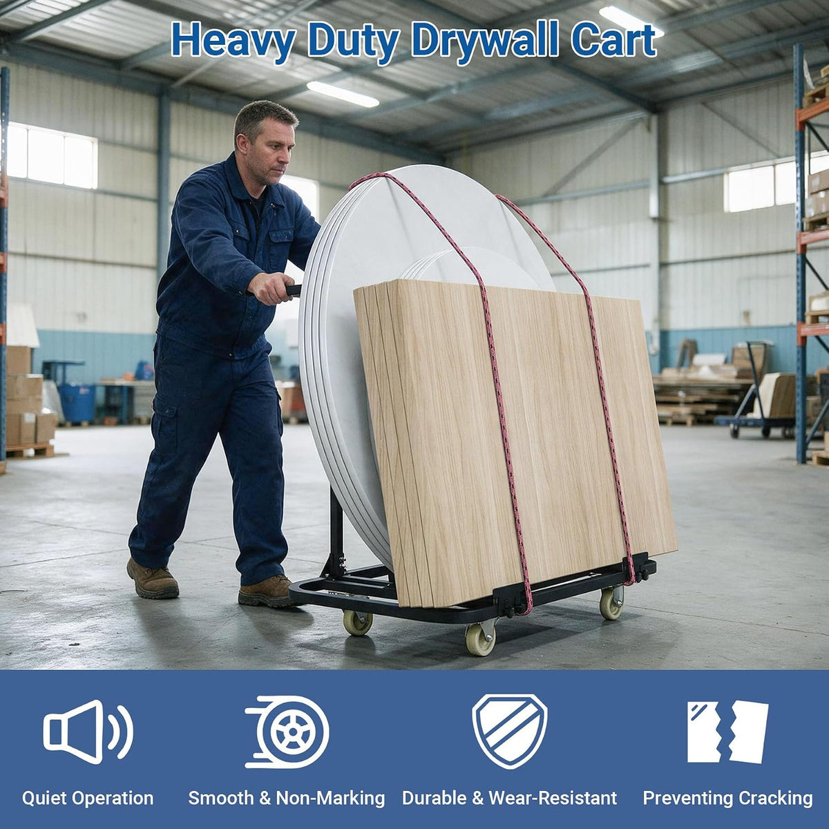2000 Drywall Cart, Heavy Duty Table Cart w/ 5” Swivel Casters