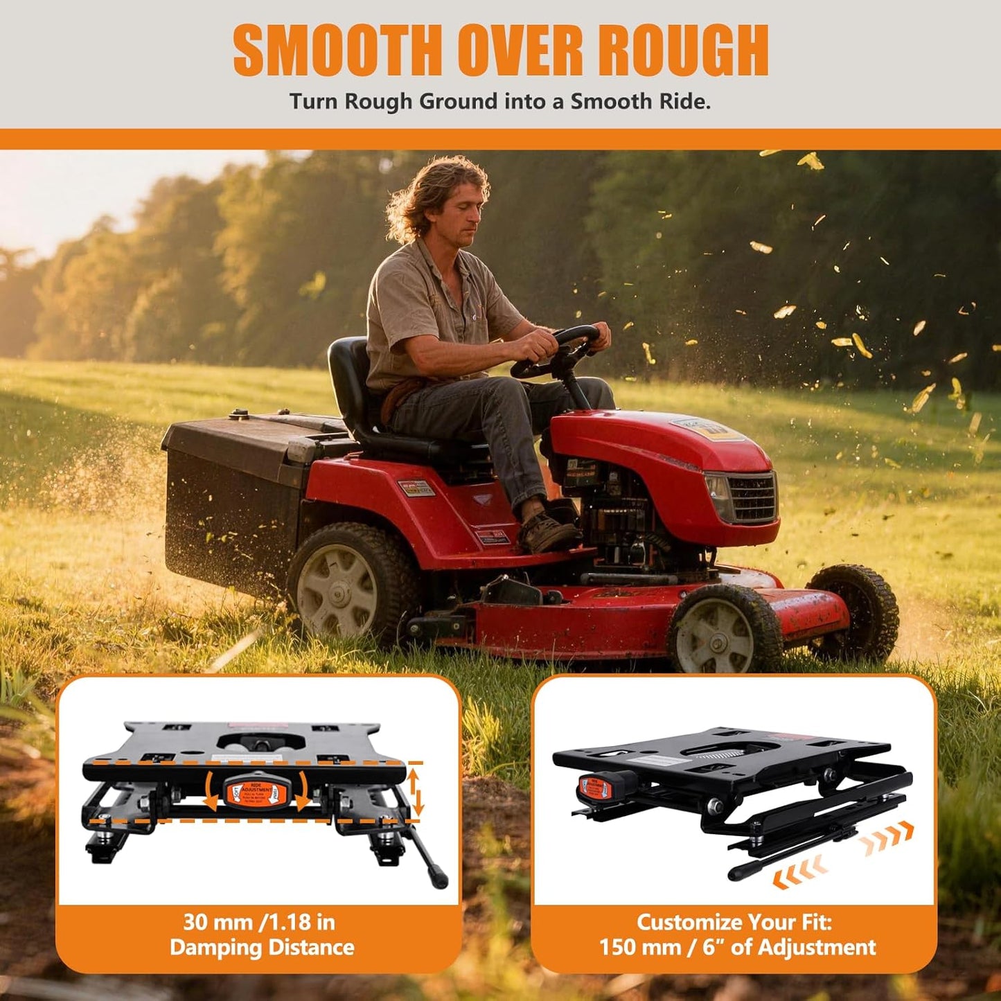 Universal Low Profile Seat Suspension Kit for Zero Turn Lawn Mower Tractor Forklift,Compatible Most Aftermarket Seats(1 Year Warranty)