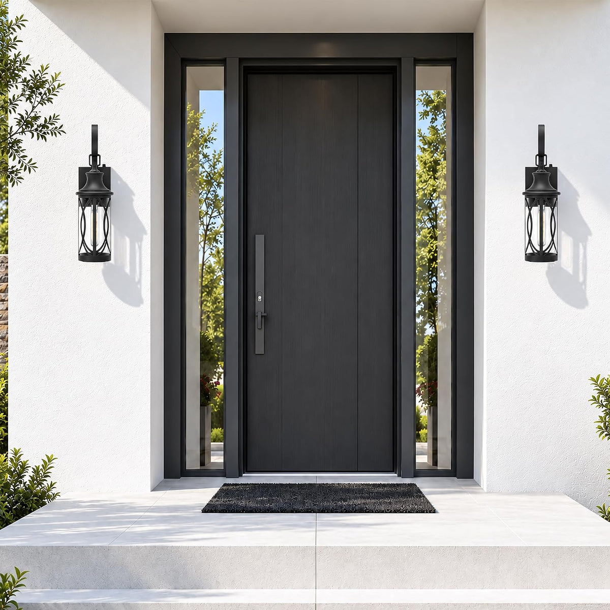 20IN Dusk to Dawn Outdoor Light, Black Wall Light Fixture 2-Pack