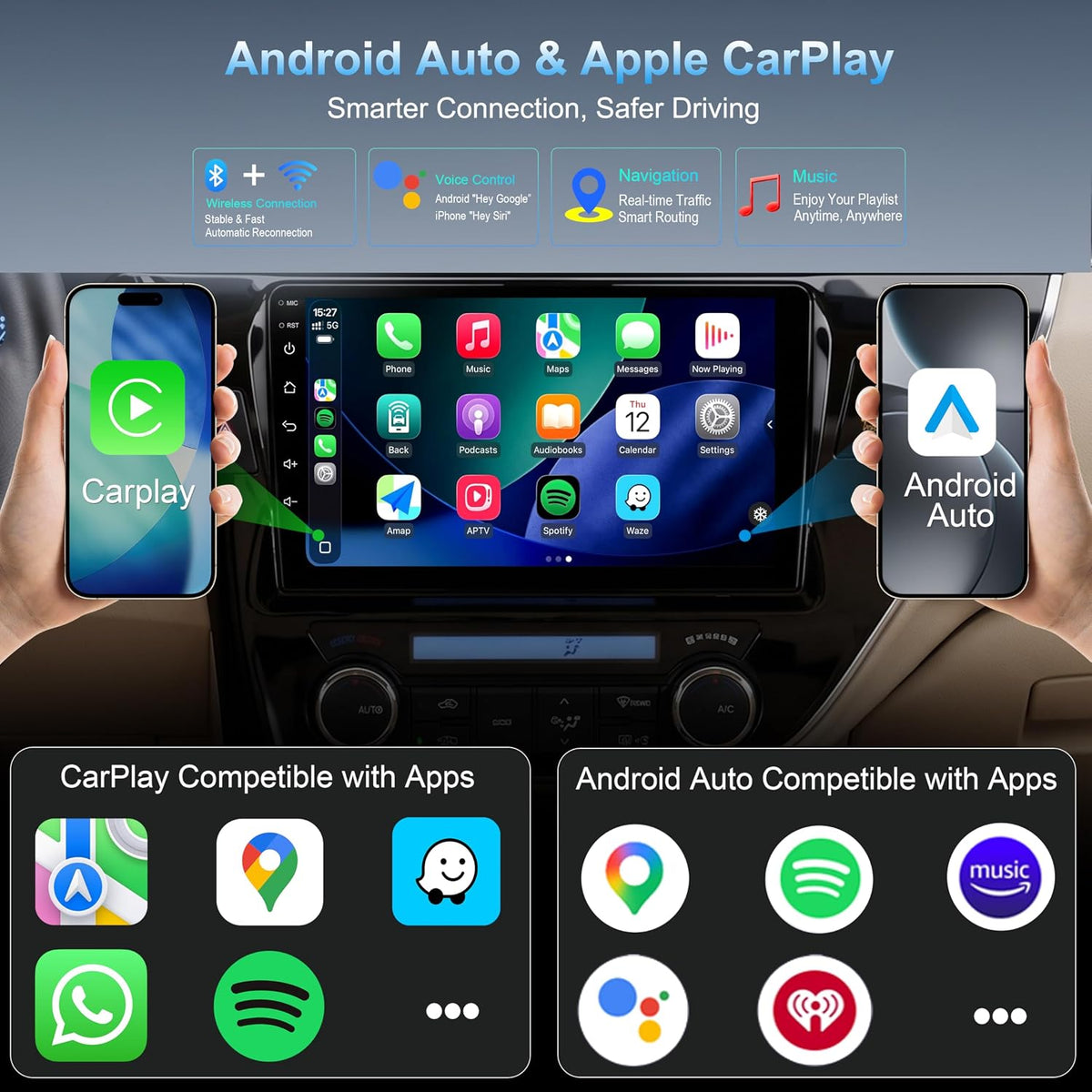 Car Radio for Toyota Corolla 2014-2016 Android 13 Car Stereo 10.2 Inch Head Unit with Carplay & Android Auto, GPS Navigation, Bluetooth 5.0, Plug and Play