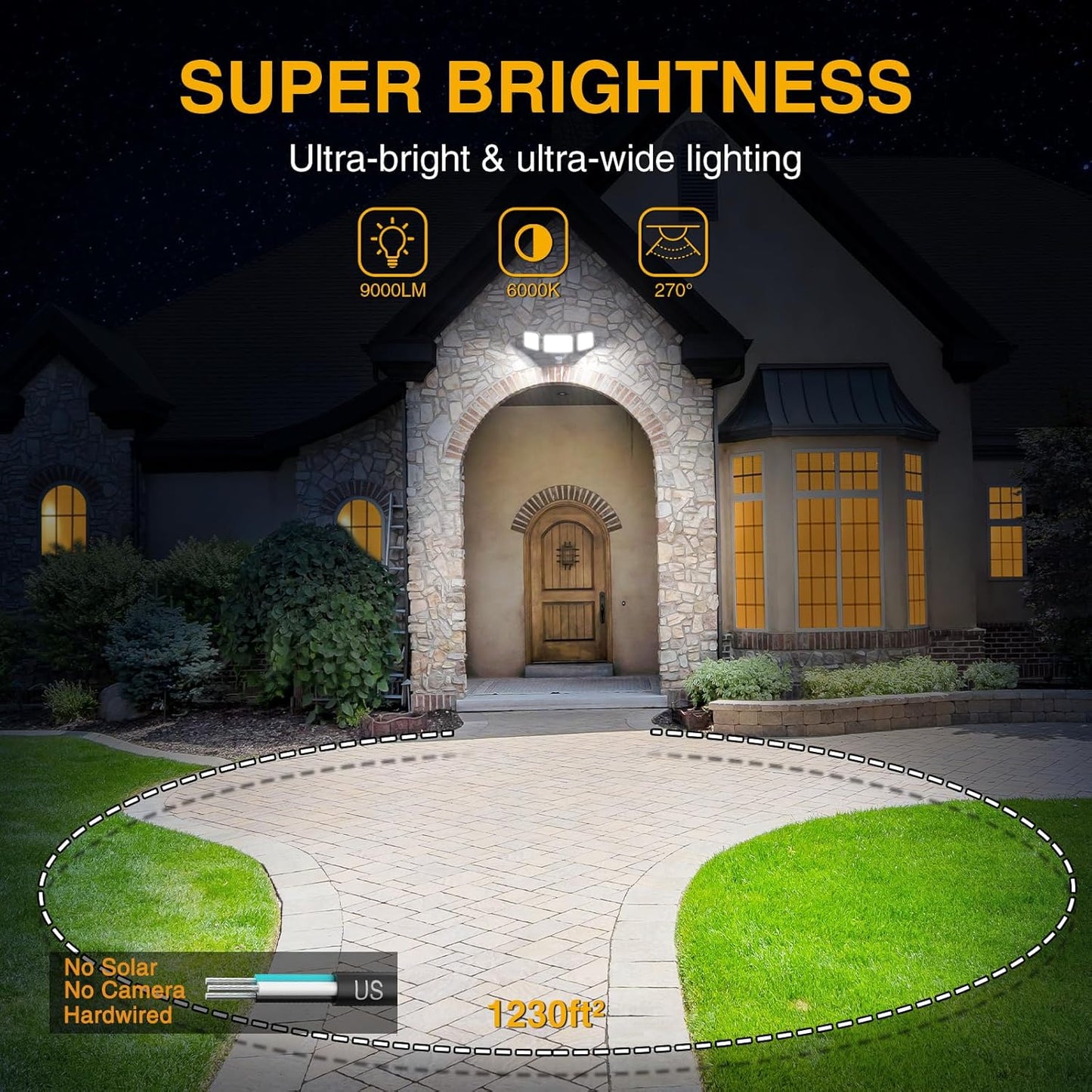 2 Pack 100W LED Security Lights Motion Sensor Outdoor, 9000LM Super Bright Flood Light Motion Detector, IP65 Waterproof