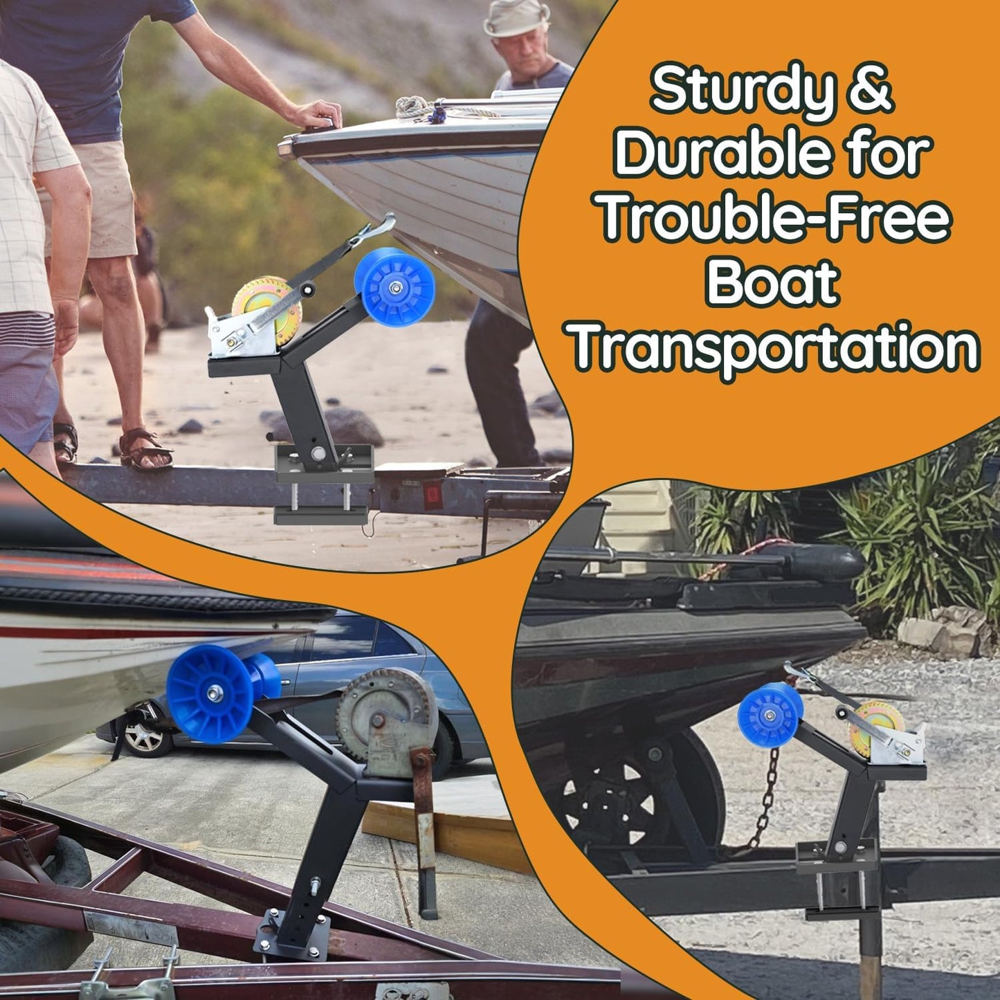 Up & Down Adjustable Boat Trailer Winch Post with 1200lb Towing Winch, Boat Winch Mount for 3" to 4" W x 4" H Trailer Tongue, Boat Winch Stand for Speedboats & Motorboats