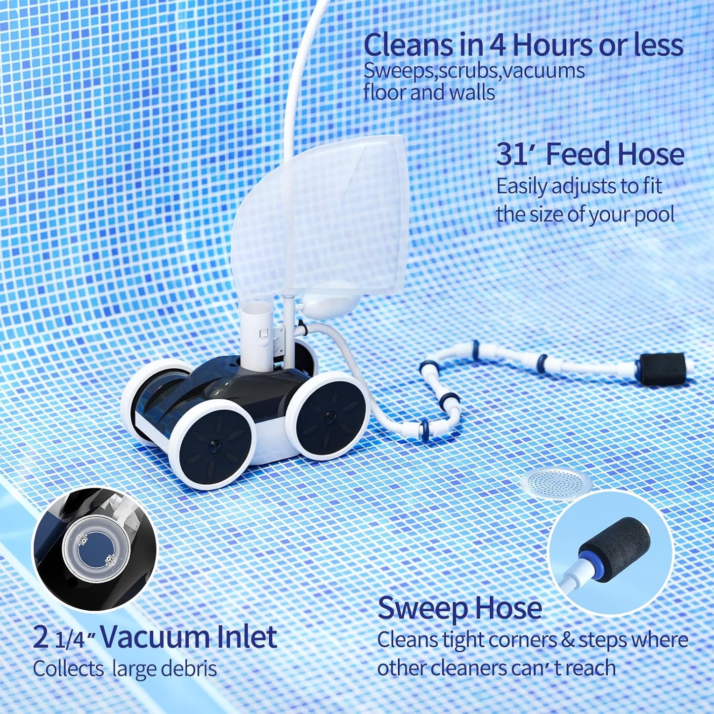 Amptyhub Upgrade Pool Pressure Side Sweeper: Professional Solution for Cleaning Your Swimming Pool