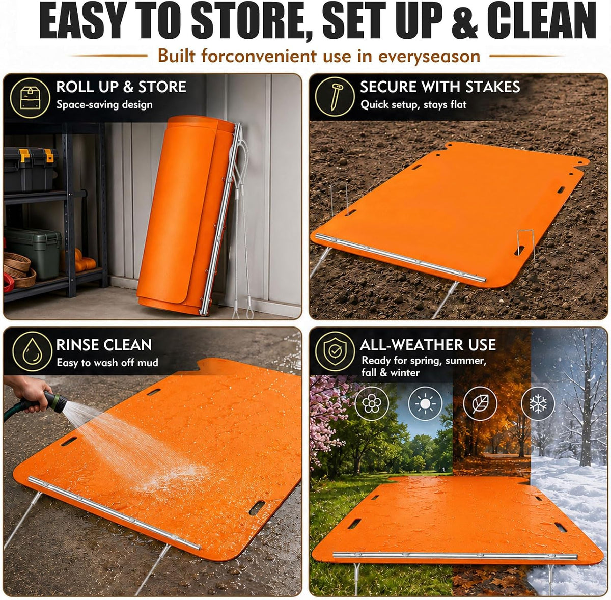 Yard Sled,1/8" Thick HDPE 90x47in with Cargo Net&8 Ground Stakes | Heavy duty yard sled ,capable of bearing up to 2000 lbs,used for stable transportation of debris,wood,and yard waste.
