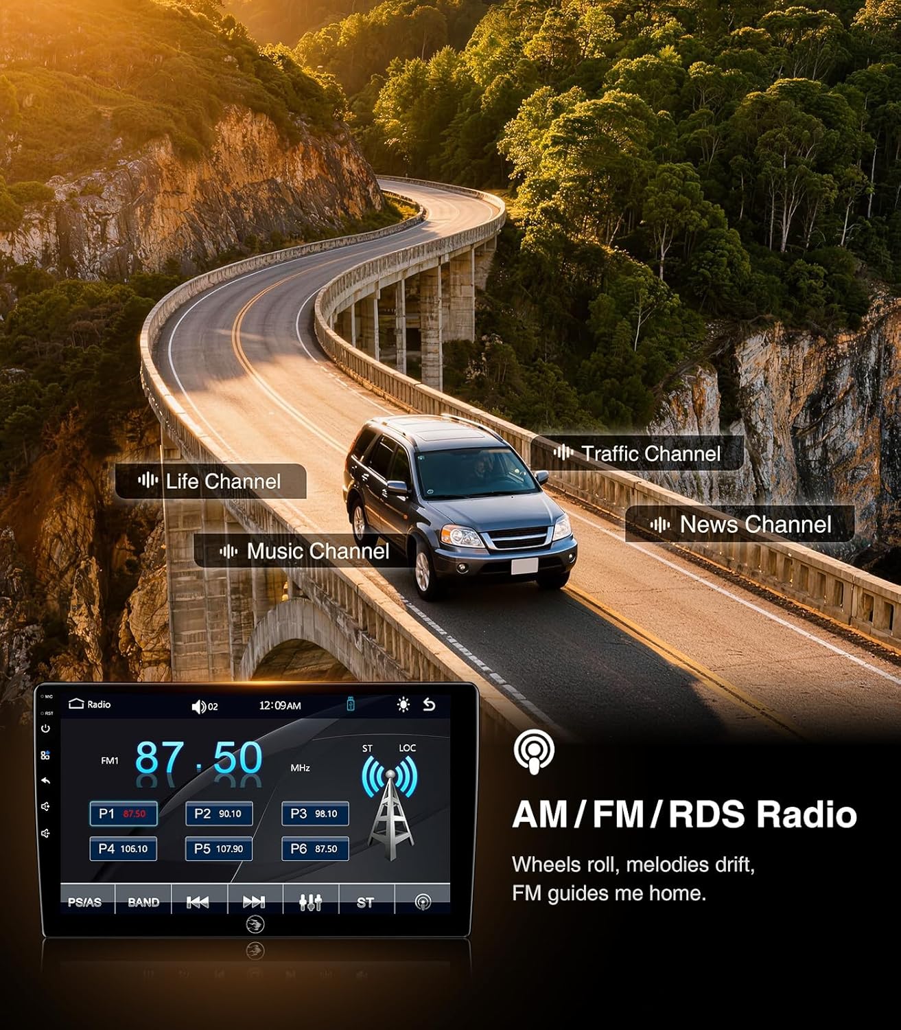 Car Radio Stereo for Honda CRV 2006-2011, Wireless CarPlay Android Auto 9 Inch Linux Touch Screen GPS Navigation Head Unit WiFi Bluetooth FM/AM
