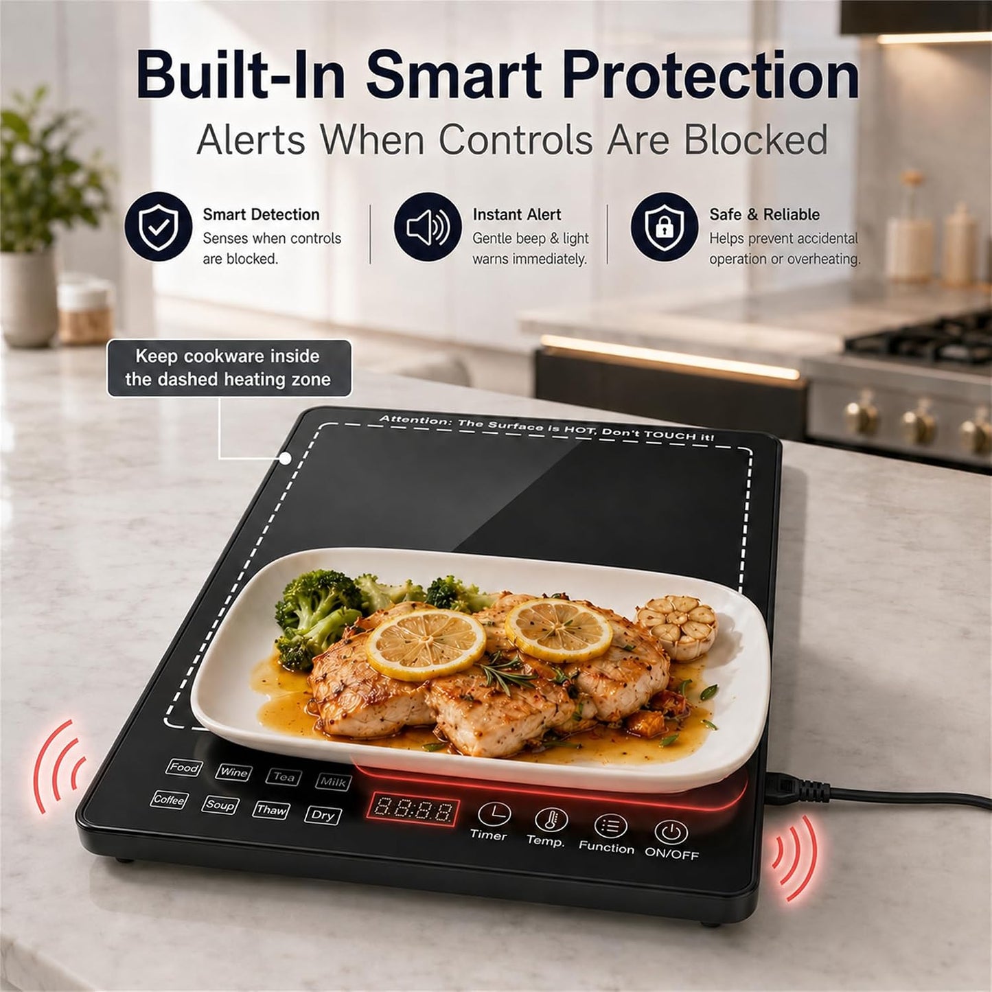 Modular Warming Tray 3-in-1, 25" x 15" Electric Food Warmer for Parties, Tempered Glass Food Warming Mat with 86-248°F Temp, 1-24H Timer for Buffets & Family Dinners