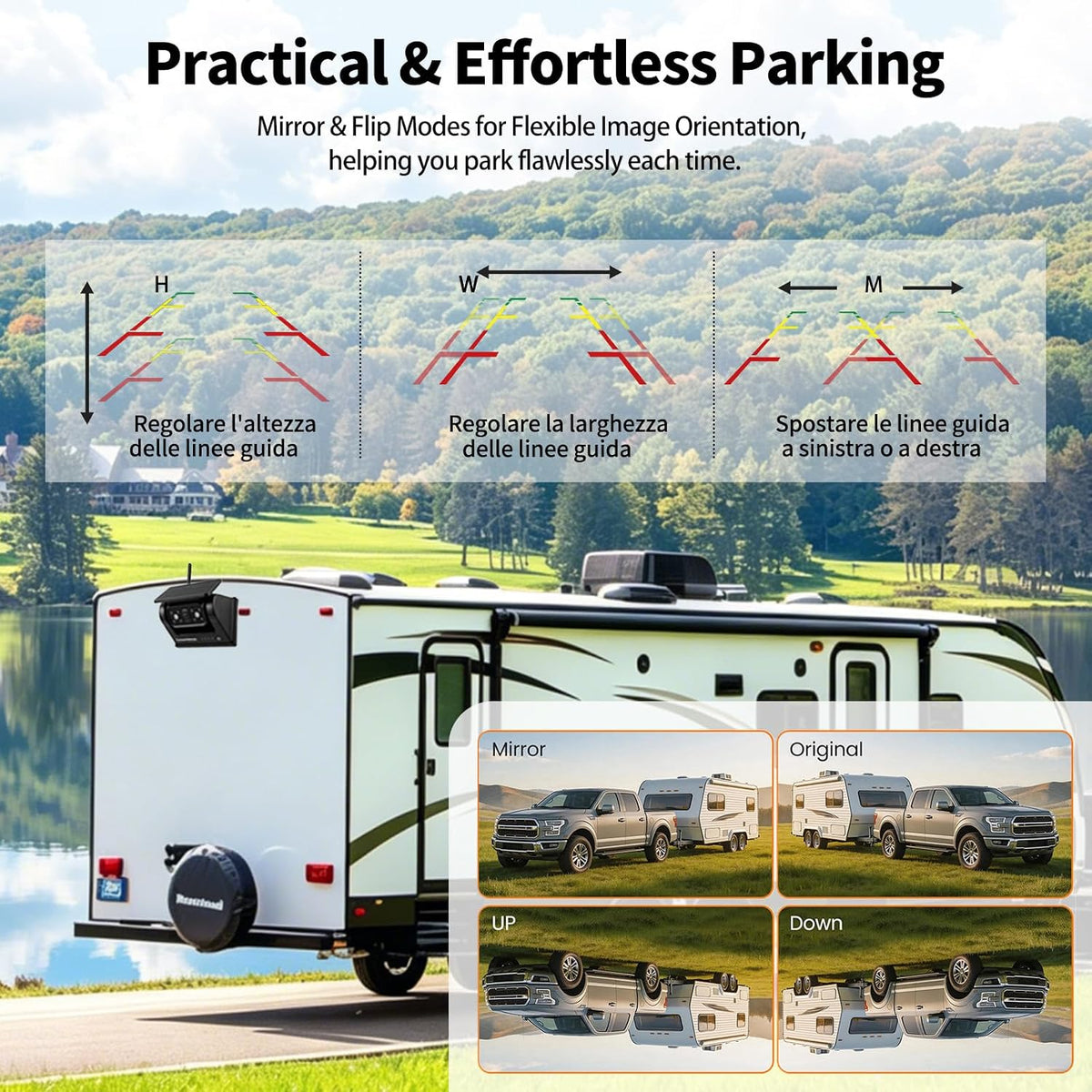 Magnetic Solar Wireless Backup Camera with 5 Inch Monitor 5In Monitor+1*Cam