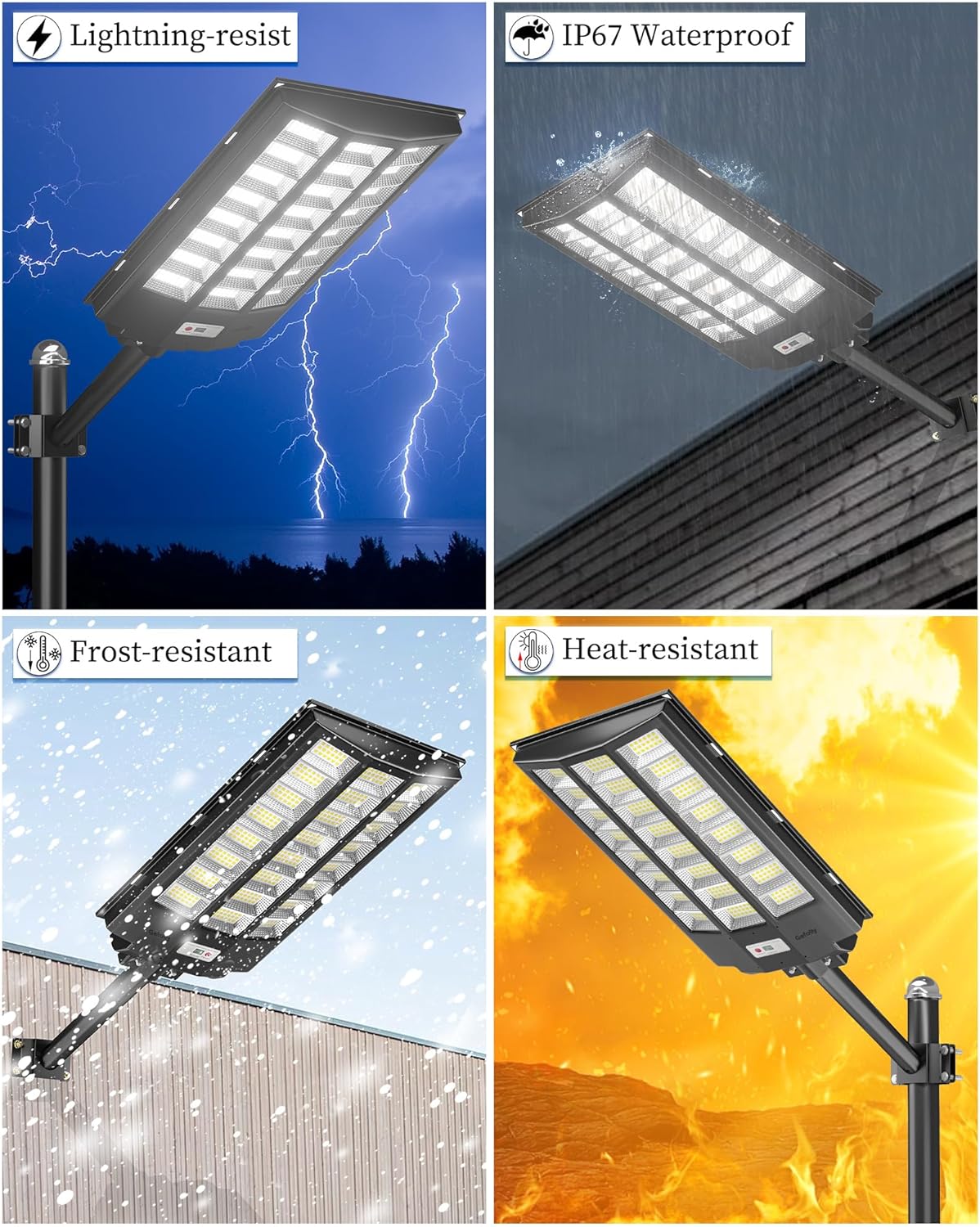 Gefolly SL-8200W Solar Street Light Outdoor 780000LM Wide Angle