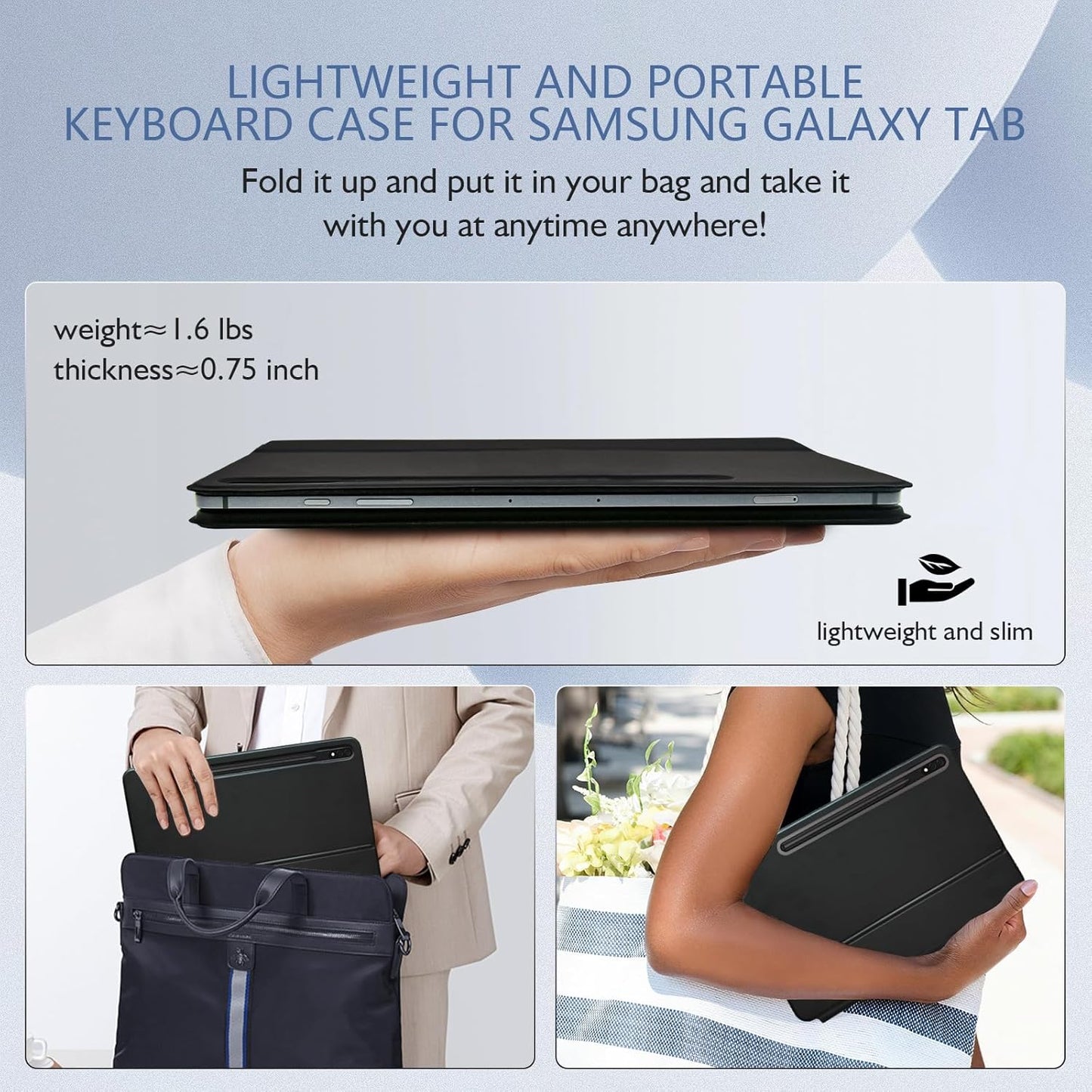 Keyboard Case for Samsung Galaxy Tab S7+/S8+/S9+/S7 FE/S9FE+ 12.4inch, Case with Keyboard Magnetic Floating Cantilever Stand, Multi-Touch Trackpad, 7