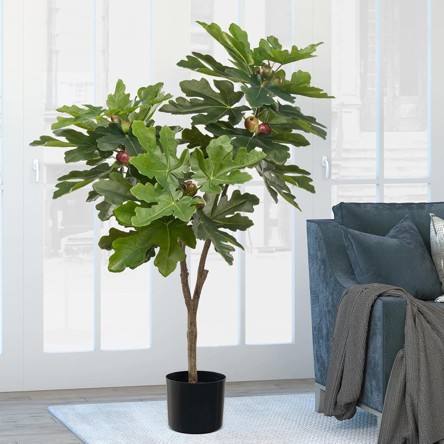 Ttranewsoo Fiddle Leaf Fig Tree Artificial Tree Outdoor Fall Decor Fig Tree Home Decor Faux Plants Indoor Tall Artificial Plants Indo