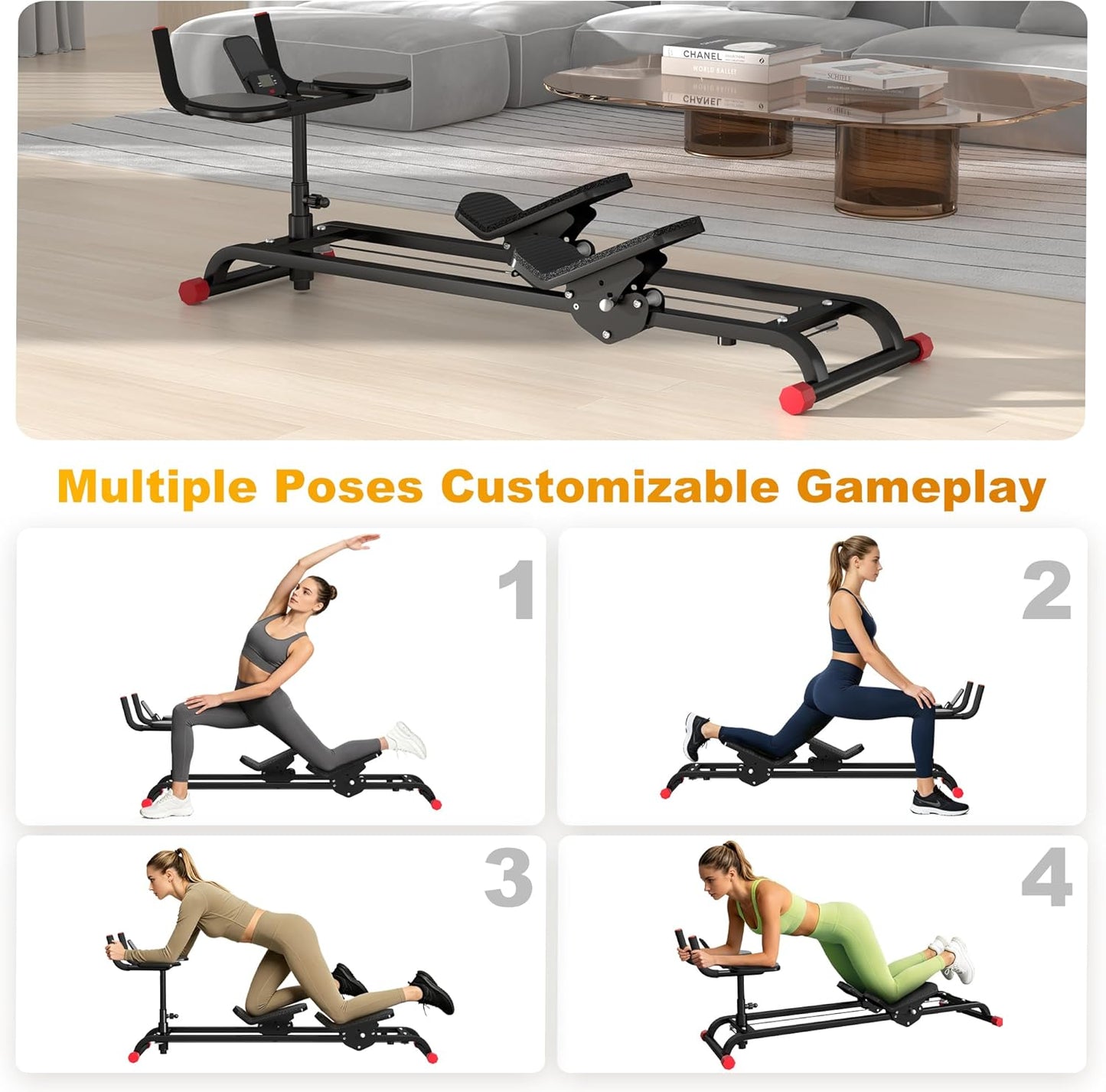 Spine Twist and Stretch Trainer, Ab Machine, Extended Track Ab Trainer Machine, Low-Impact Home Gym Workout Equipment for Waist Toning, Leg Stretchin Core Activation Abdominal Trainer Black 49.4in