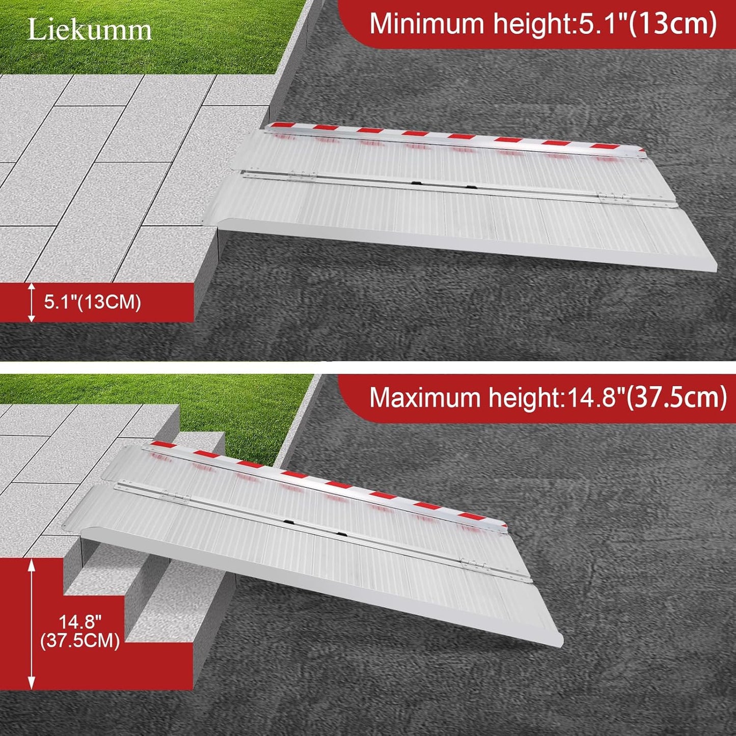 5ft Folding Wheelchair Ramp, Portable Handicap Ramp for 600LBS Capacity, Aluminum Ramps with Non-Slip, Threshold Ramp for Wheelchairs