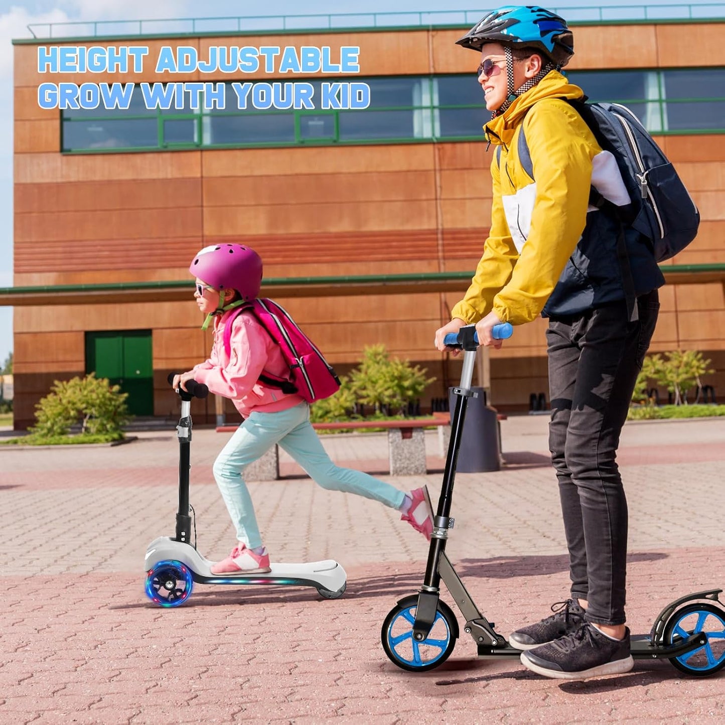 3 Wheel Electric Scooter for Kids, Electric Kick Scooters with Powerful Motor, 21V Battery, Thumb Throttle, 5mph Safe Speed, LCD Screen, Light Up