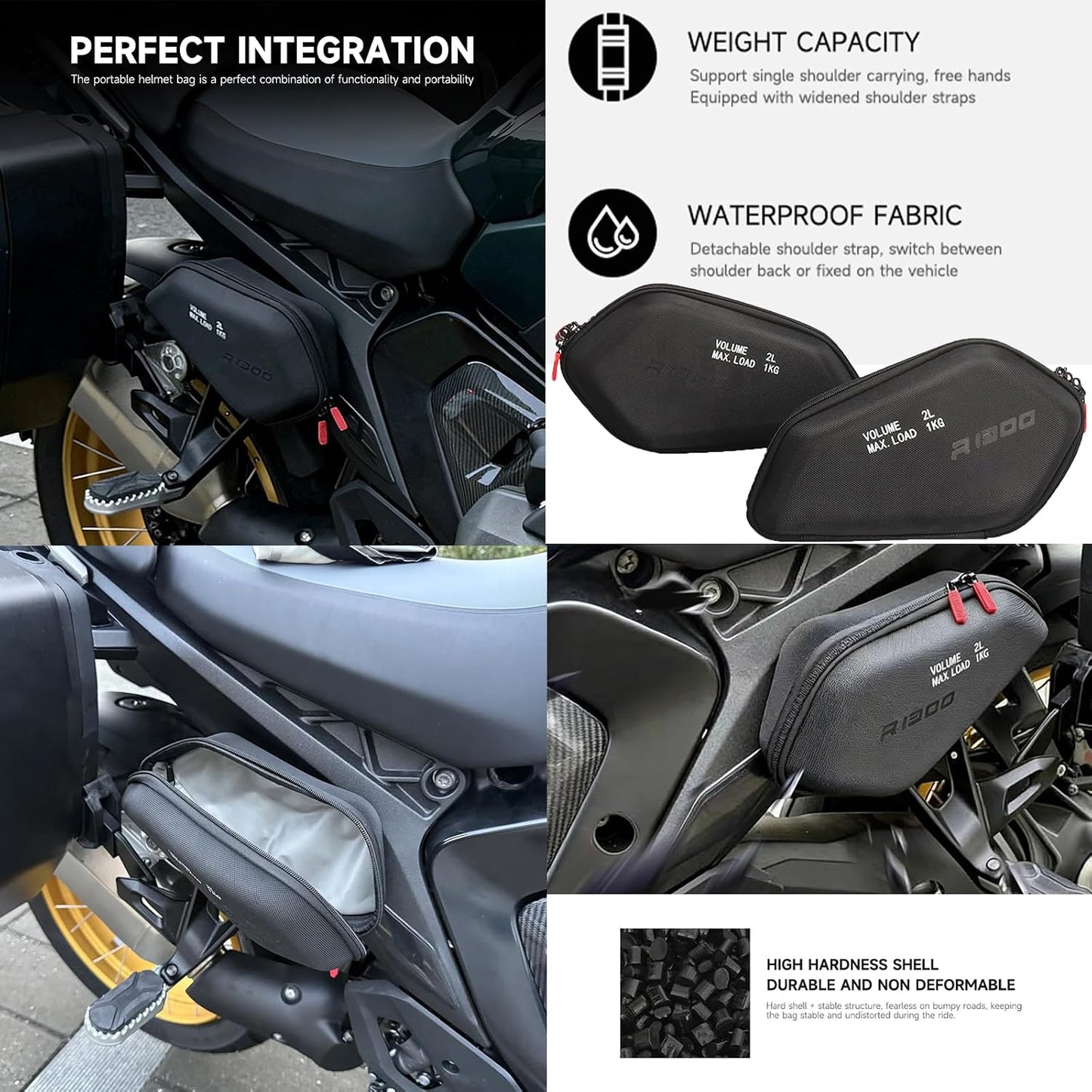 For BMW R1300GS Motorcycle Side Frame Storage Bags 2023 2024 2025 Waterproof Package Bag Volume 2L Travel Essential Pocket