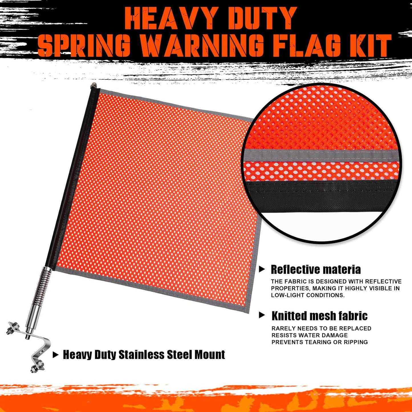 Oversize Load Warning Kit - DOT Compliant Flags & Wide Load Signs for Trucks, Reflective Red Safety Flag with Steel Pole