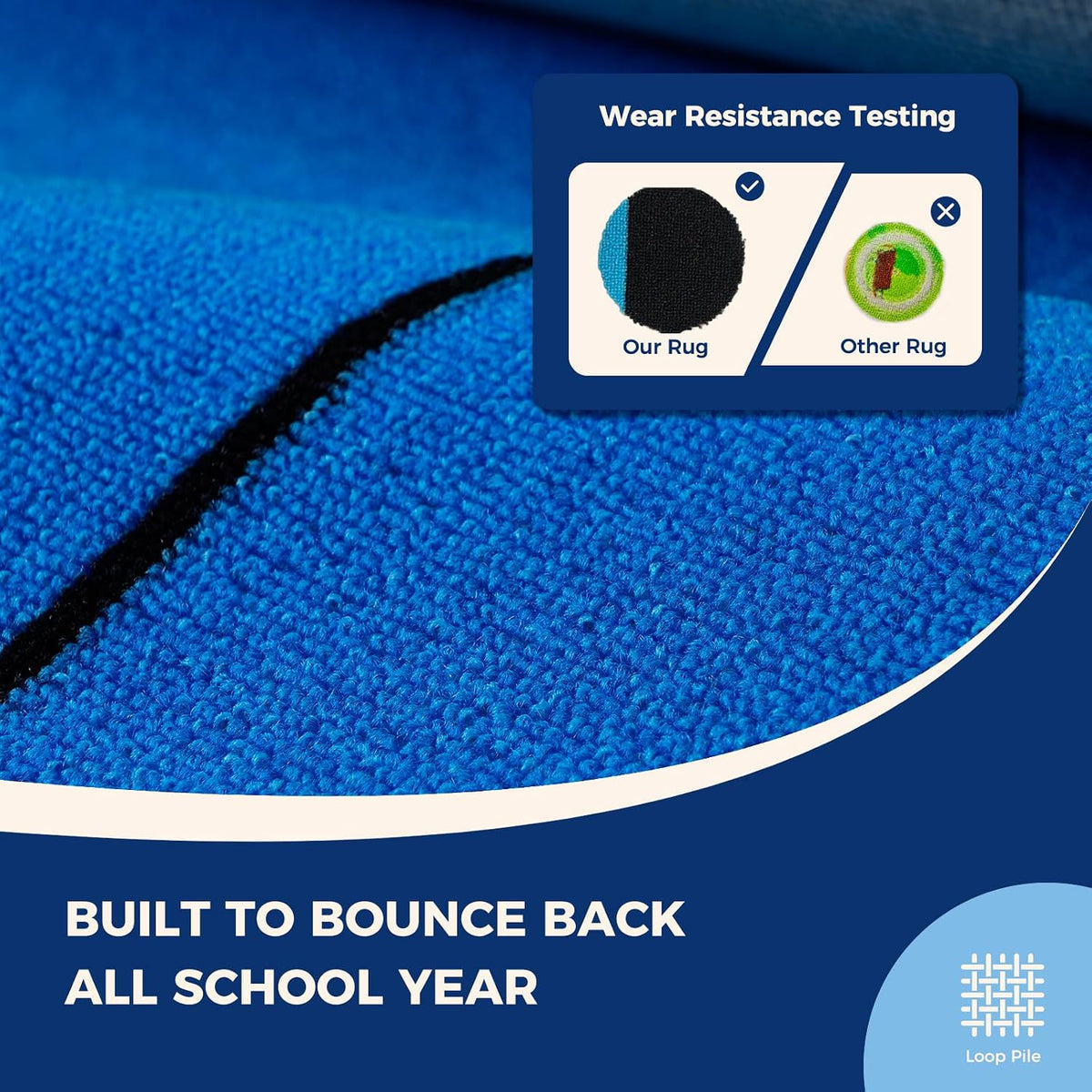 Booooom Jackson Classroom Rug - 5'x7'6'' Playful Rainbow Circle Time Preschool Classroom Carpet, Non-Slip & No-Trip Edges, Vibrant Colors for Kids Playroom Floor Mat